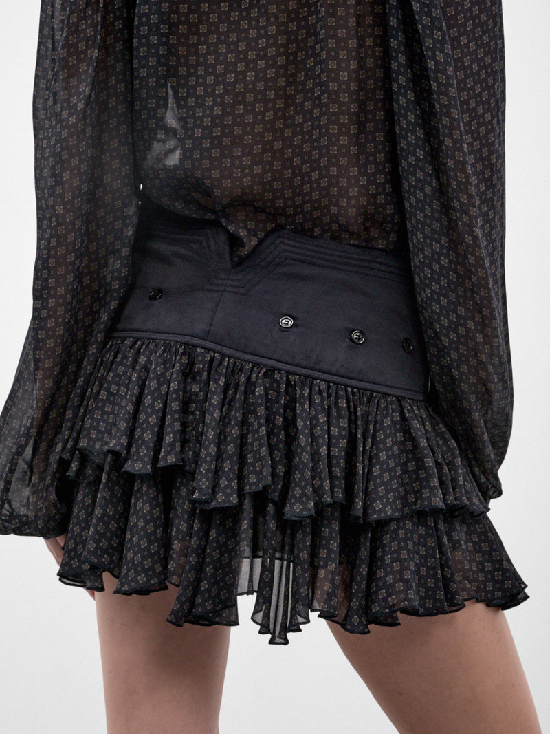 Navy Scarf Print Mini Skirt (SAMS0SCA-SABLE-MINI-SCARF)