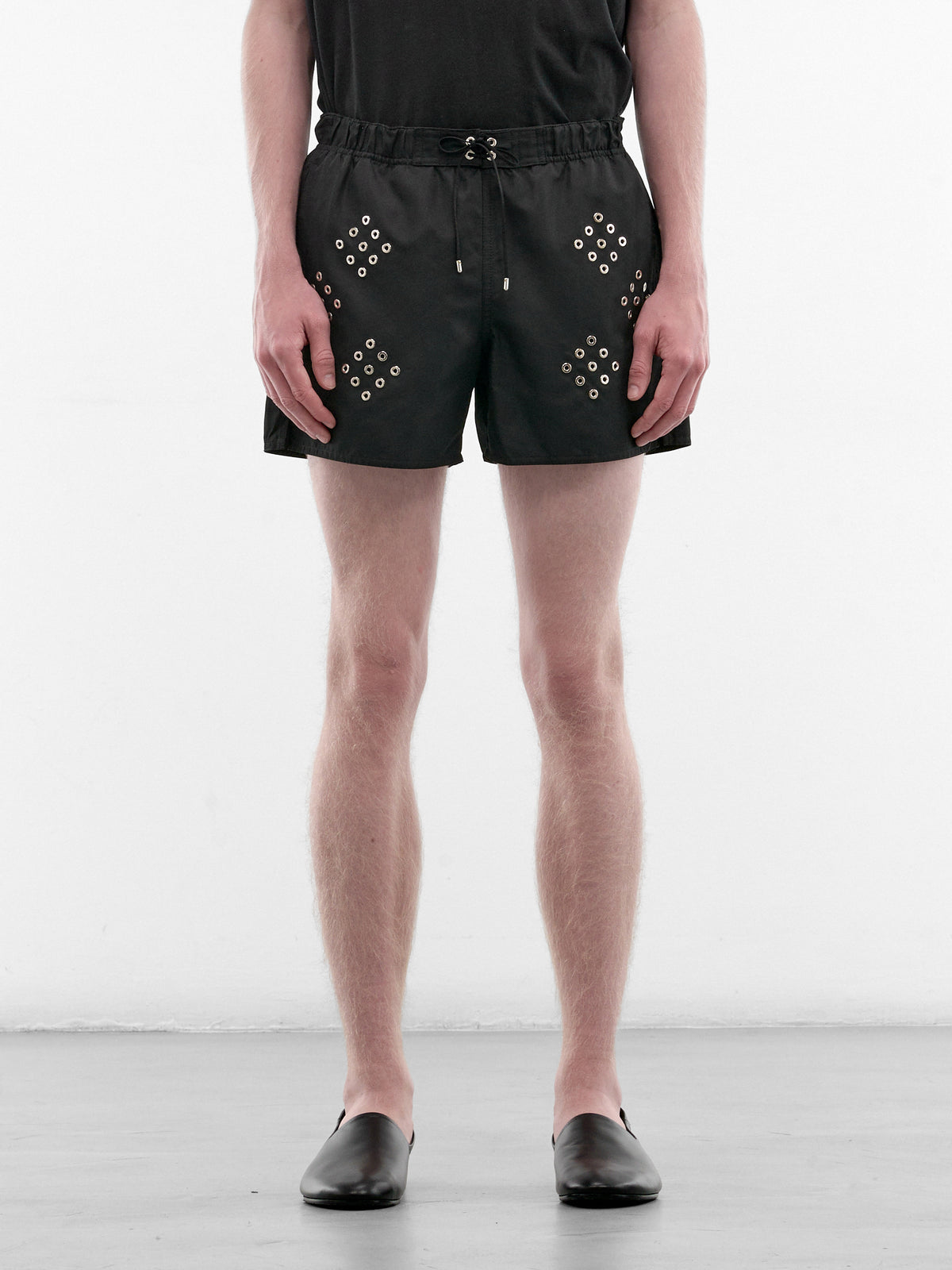 Black Eyelet Swim Shorts (SB003-M-PA0001-BLACK)