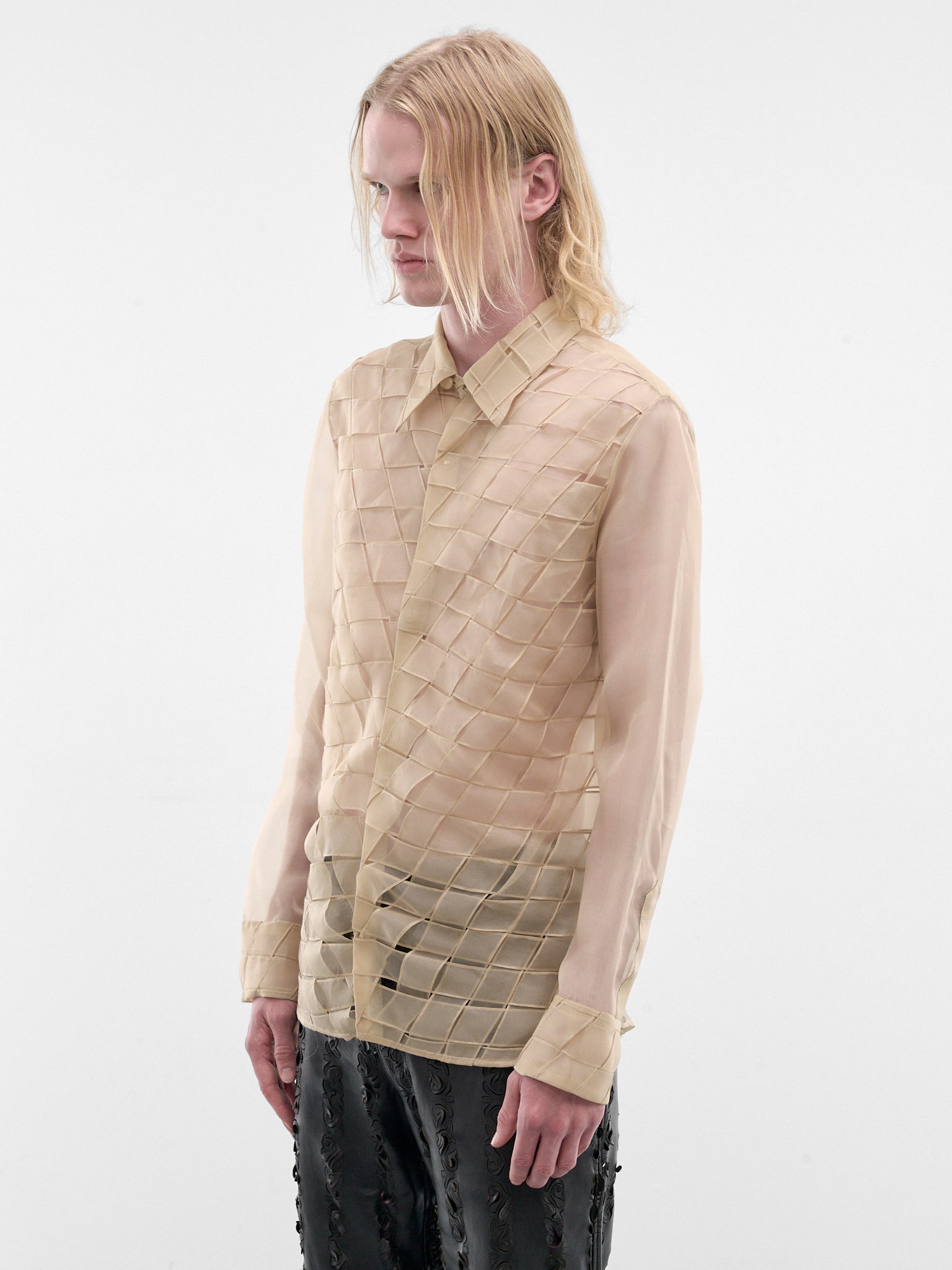 Beige Silk Organza Rutina Shirt (RUTINA-SHIRT-BEIGE)