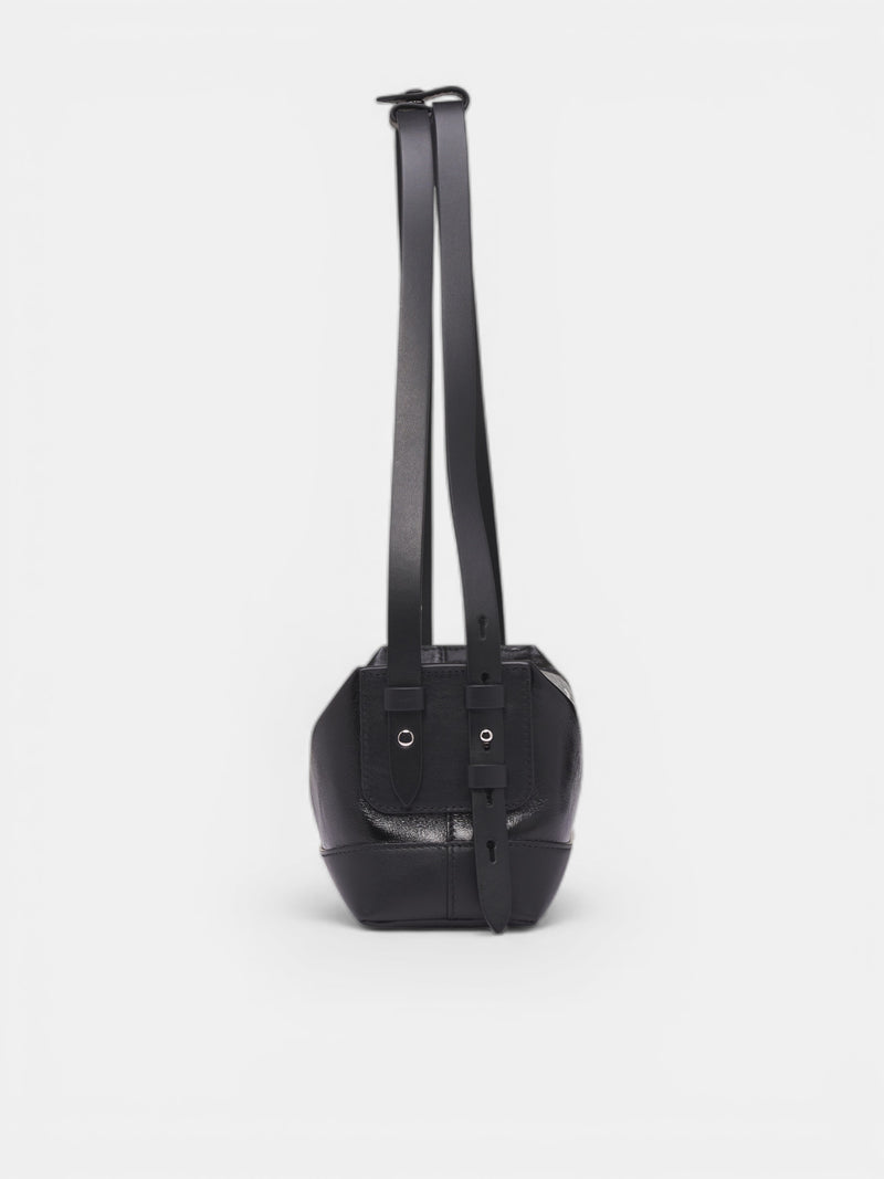 Black Leather Belt Shoulder Bag (SB1ZH0006-P8830-HB331-BLACK)