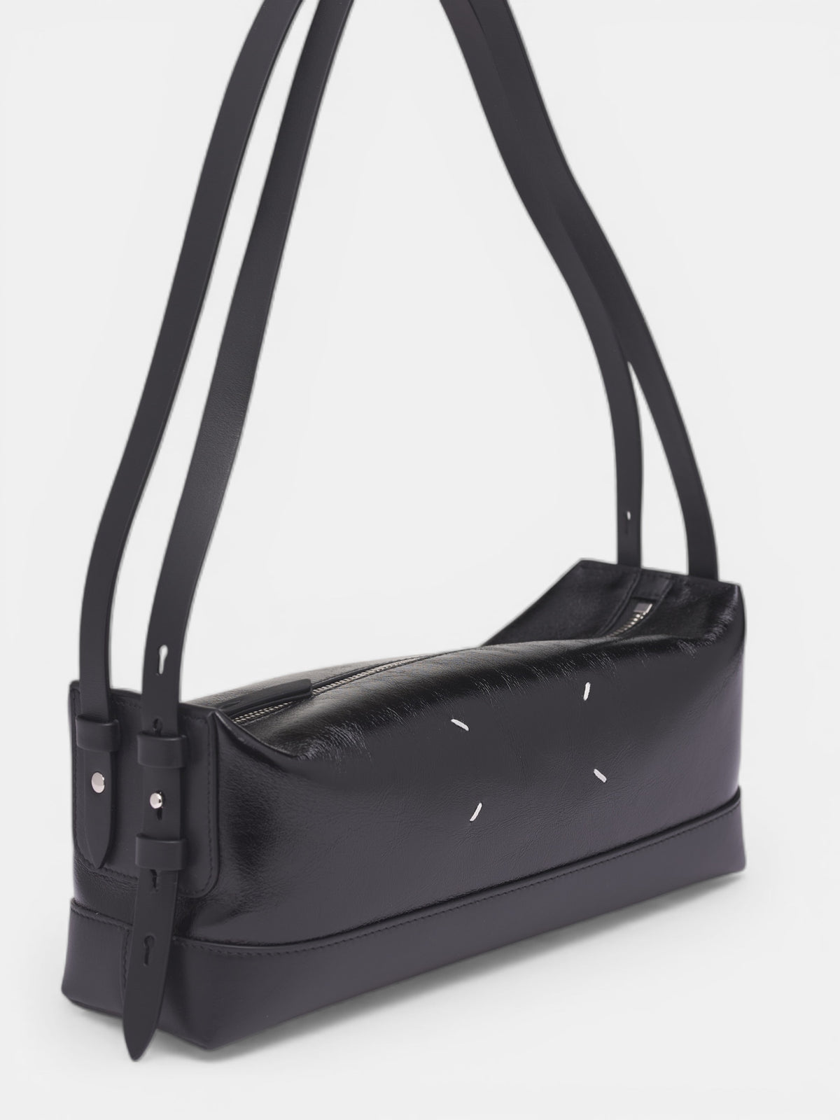 Black Leather Belt Shoulder Bag (SB1ZH0006-P8830-HB331-BLACK)