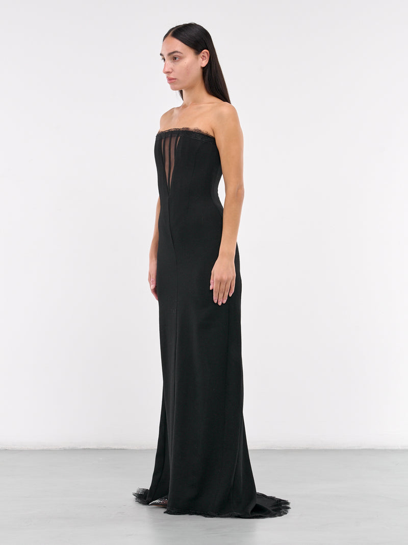 Lace Trim Silk Gown (SBHL067-MULTI)
