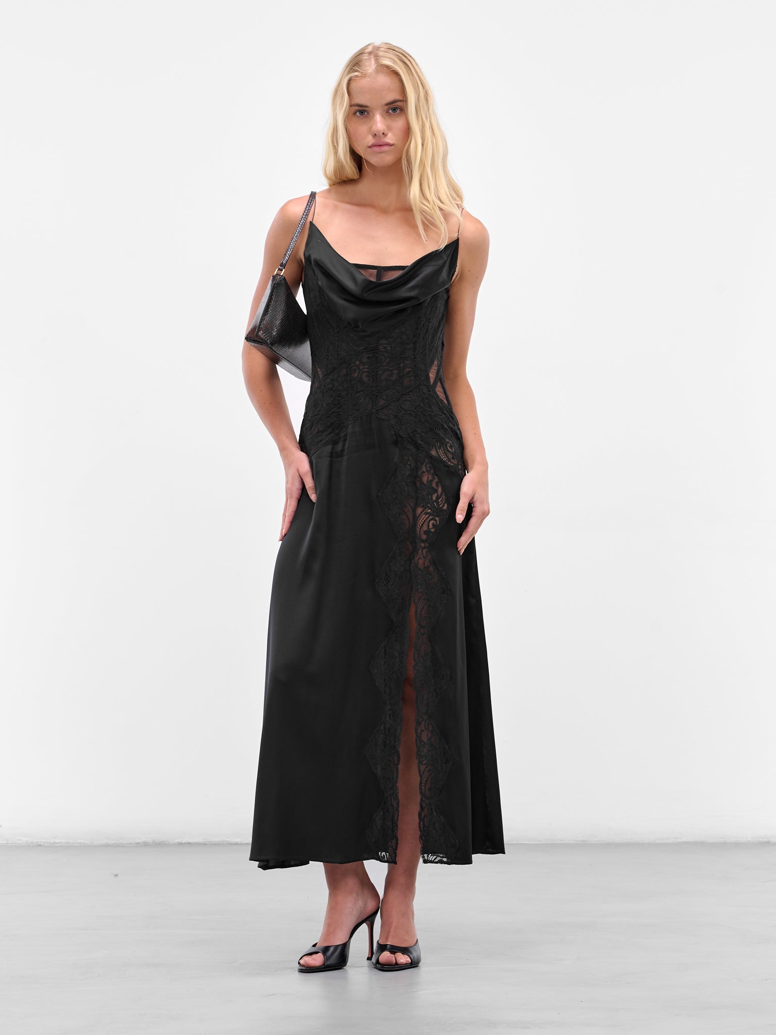 silk black long dress SALIH BALTA