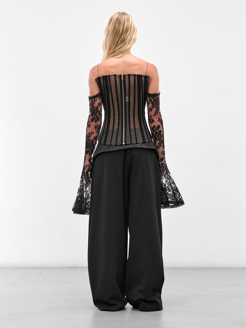 SALIH BALTA Lace Sleeved Corset | H.Lorenzo - back