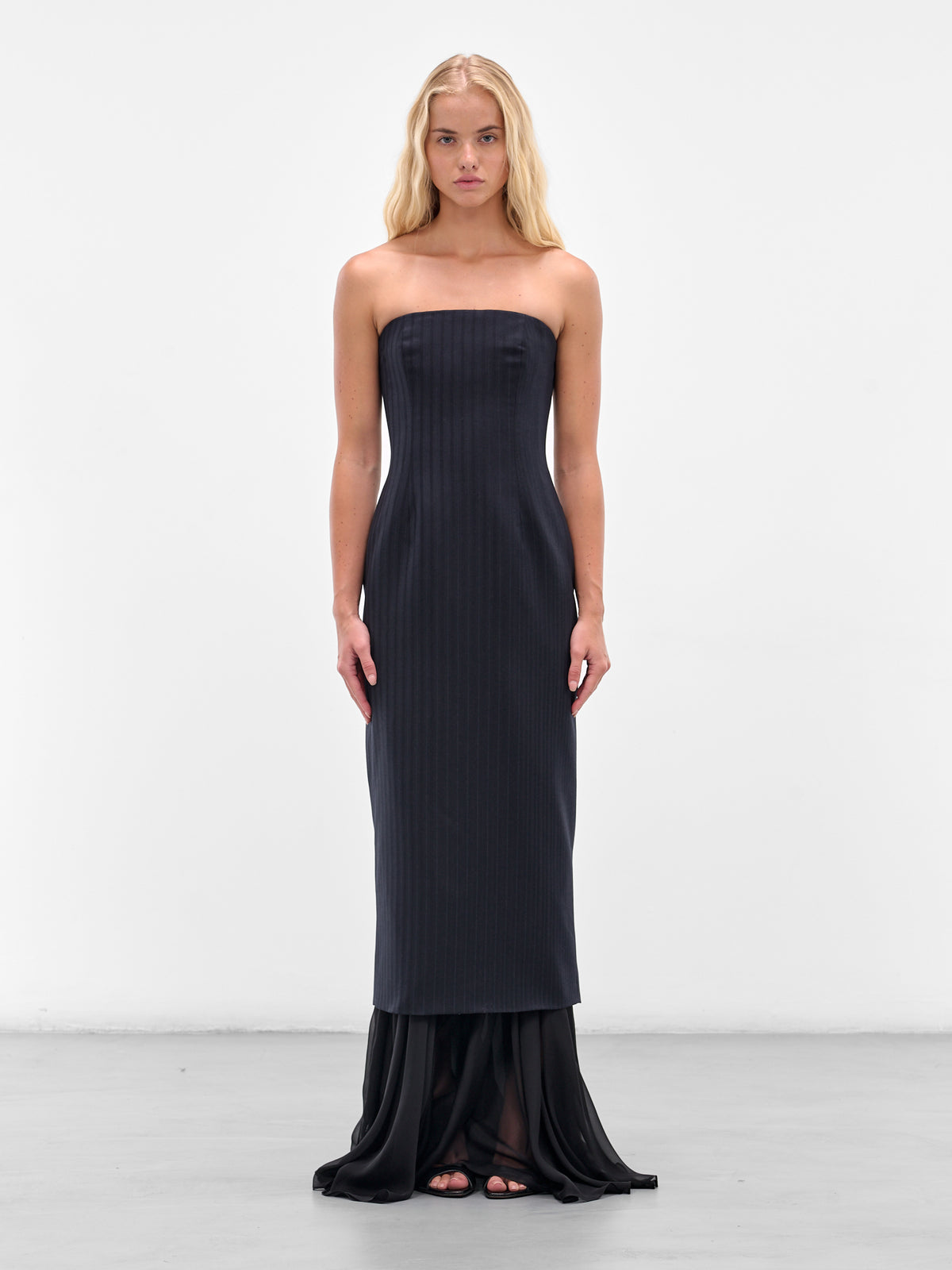 SALIH BALTA Pinstripe Long Gown | H.Lorenzo - front