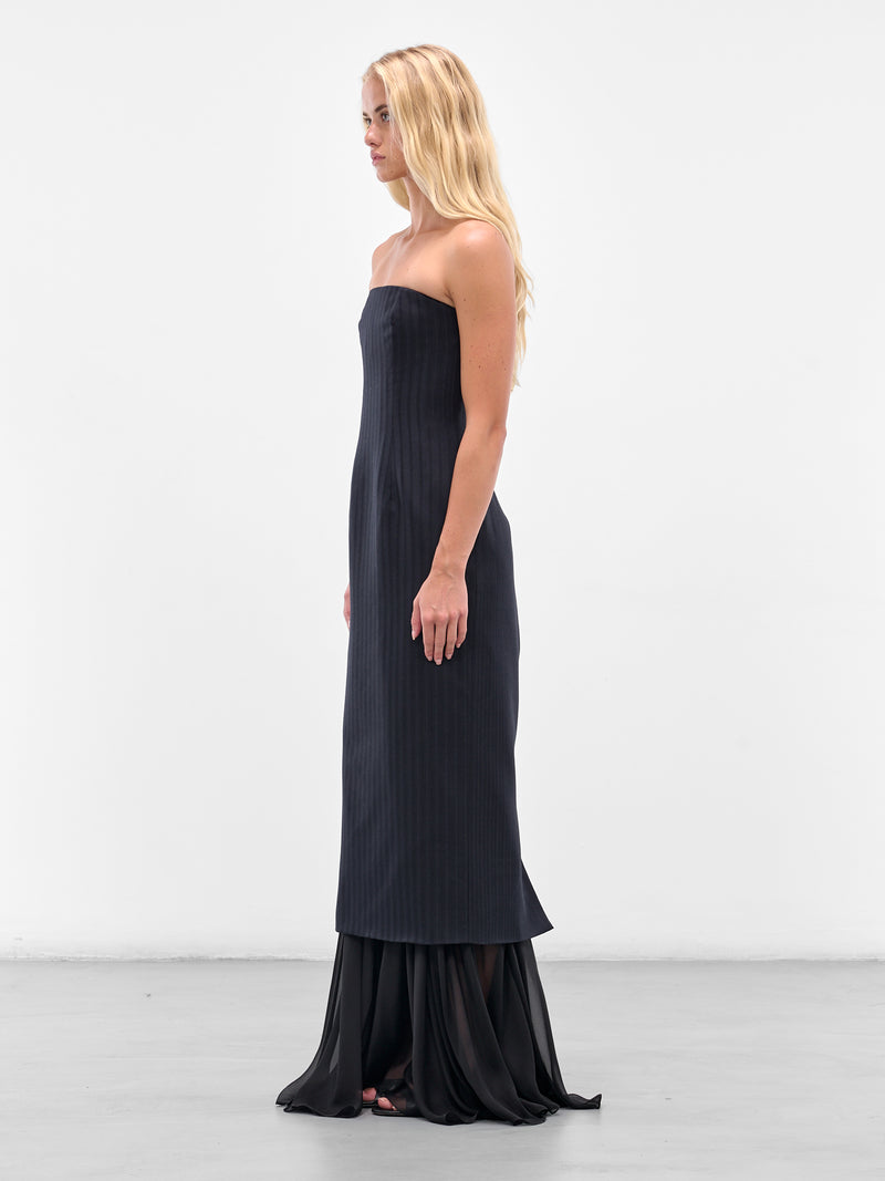 SALIH BALTA Pinstripe Long Gown | H.Lorenzo - side