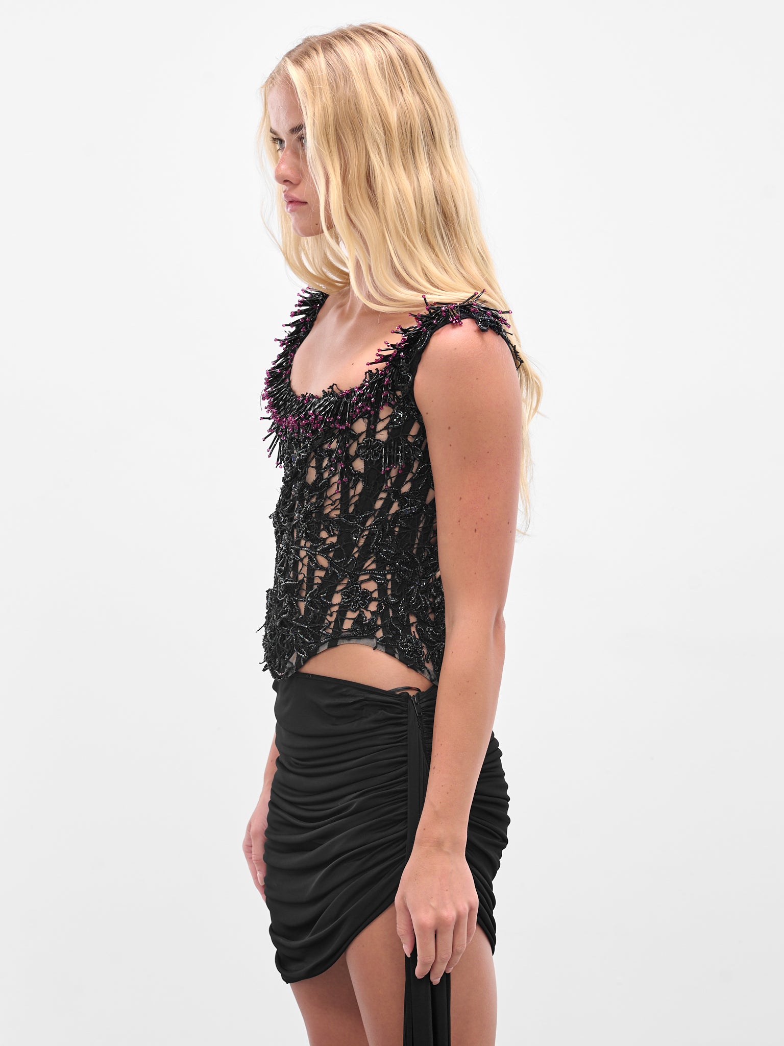 SALIH BALTA Beaded Sheer Corset | H.Lorenzo - side