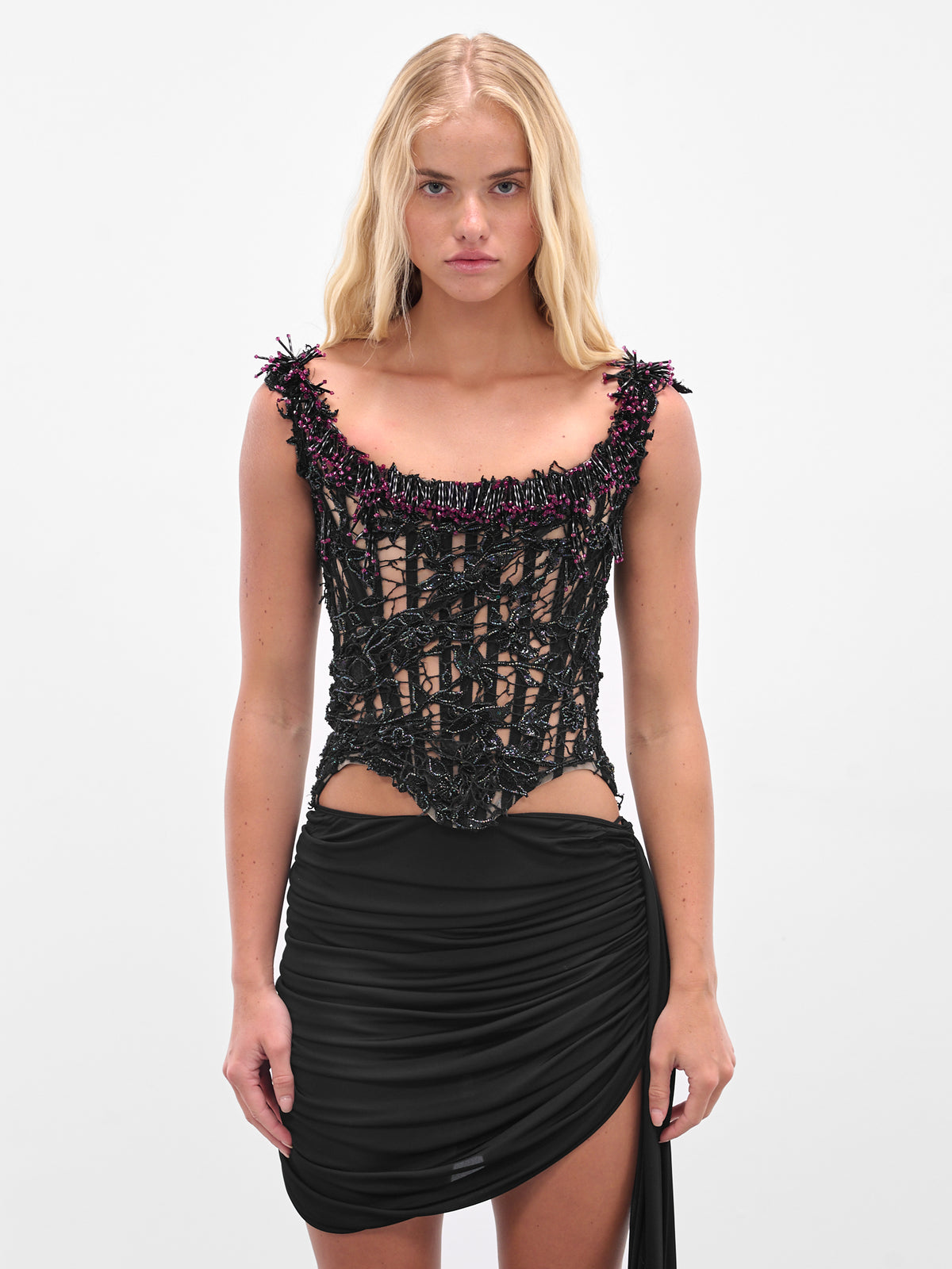 SALIH BALTA Beaded Sheer Corset | H.Lorenzo - front
