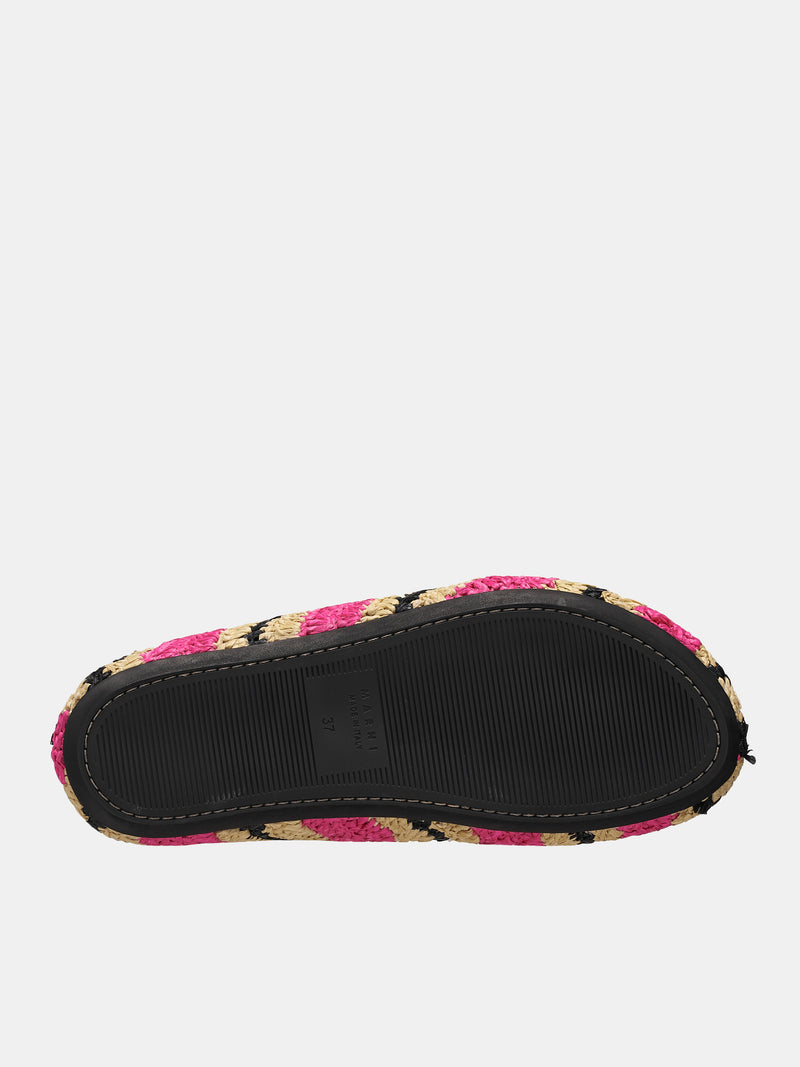No Vacancy Inn Rafia Sabot Loafers (SBMS008200-BLACK-PINK)