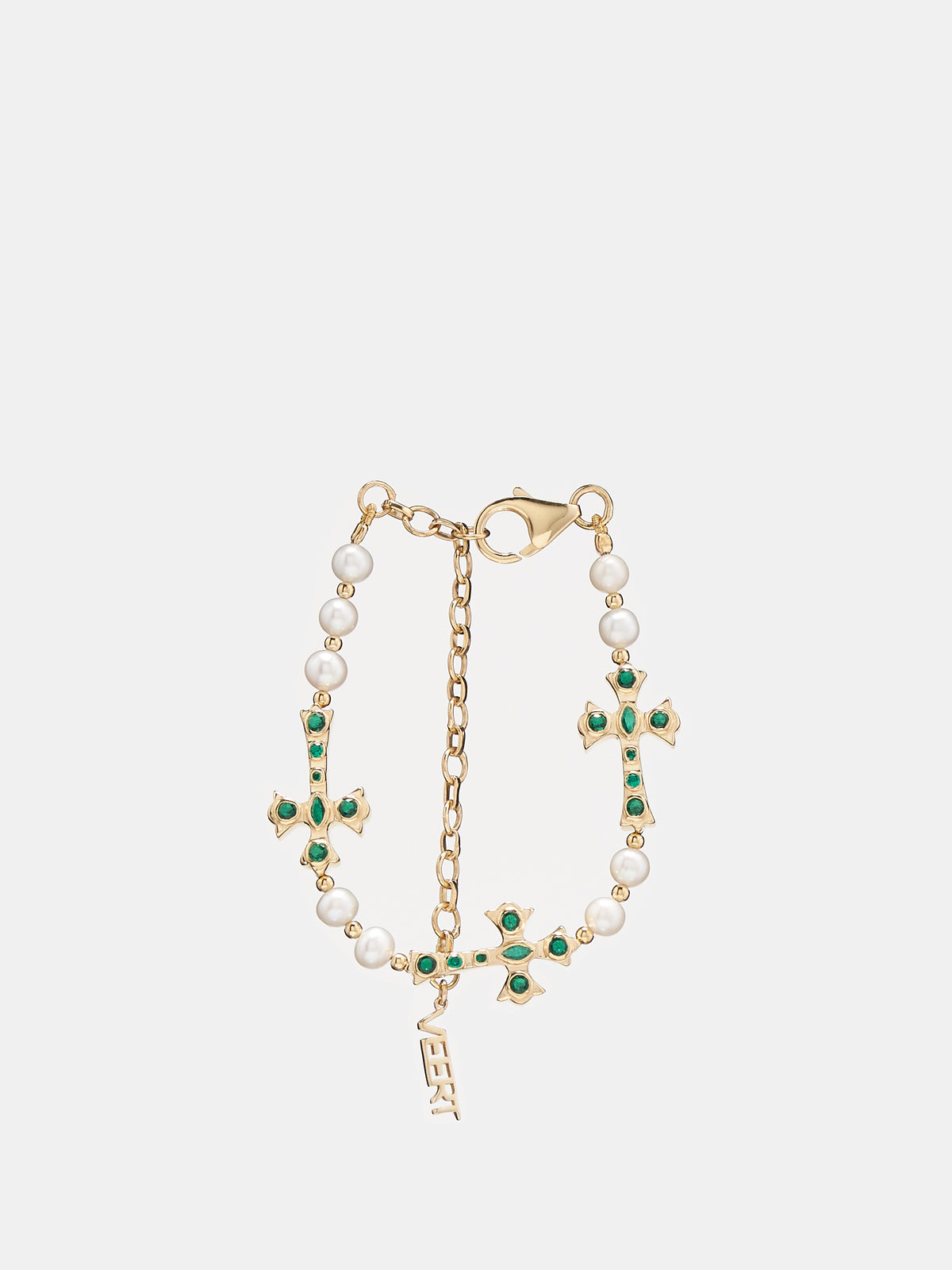 The Cross & Pearl Bracelet (SBR1347-YG-YELLOW-GOLD)