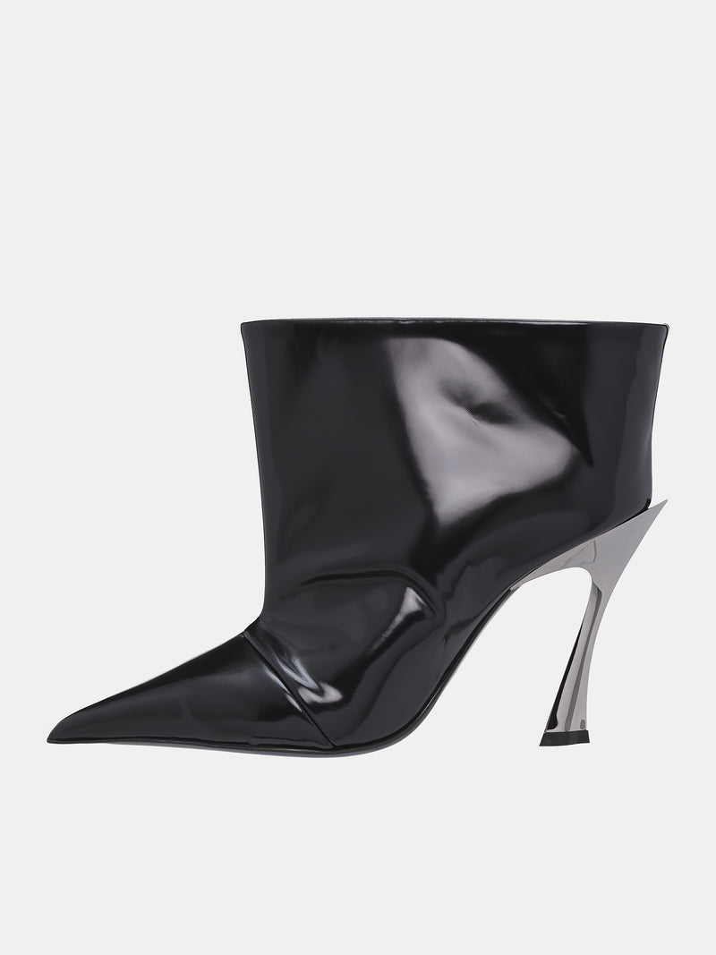 Brushed Leather Ankle Boots (SC038-CL001-BLACK-GUNMETAL)