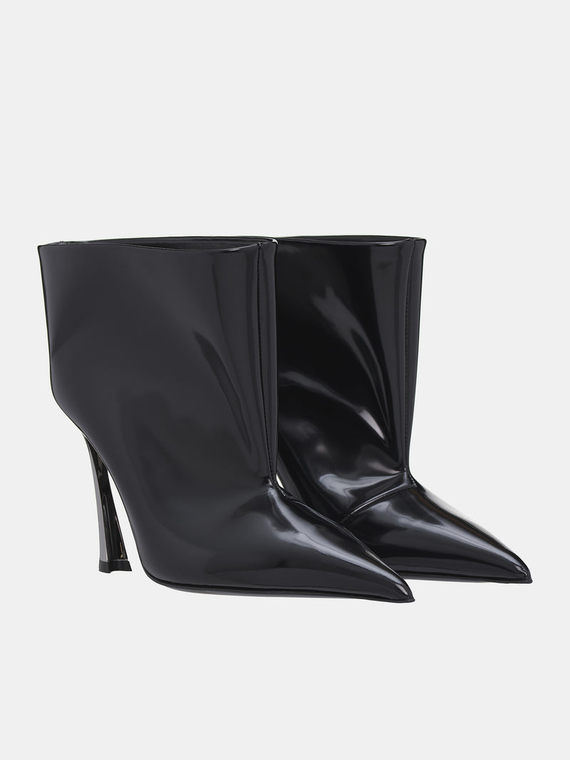 Brushed Leather Ankle Boots (SC038-CL001-BLACK-GUNMETAL)