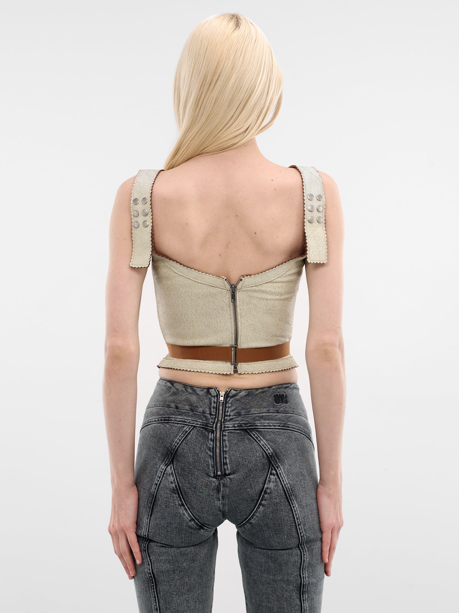 Scallop Nappa Lamb Leather Corset (SCACO0IV-IVORY)