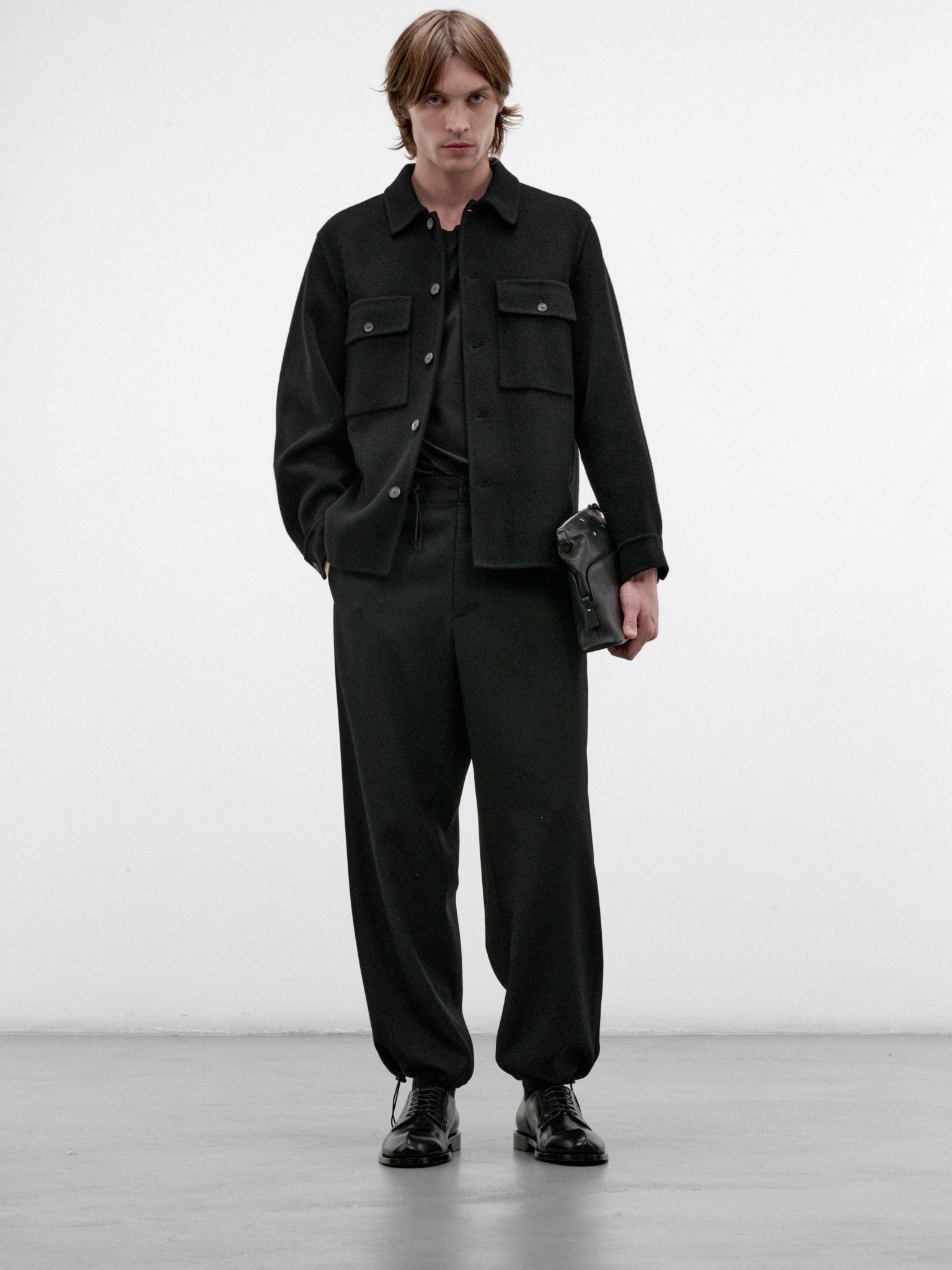 Black Wool Utility Trousers (PRAGLW0207-BLACK)