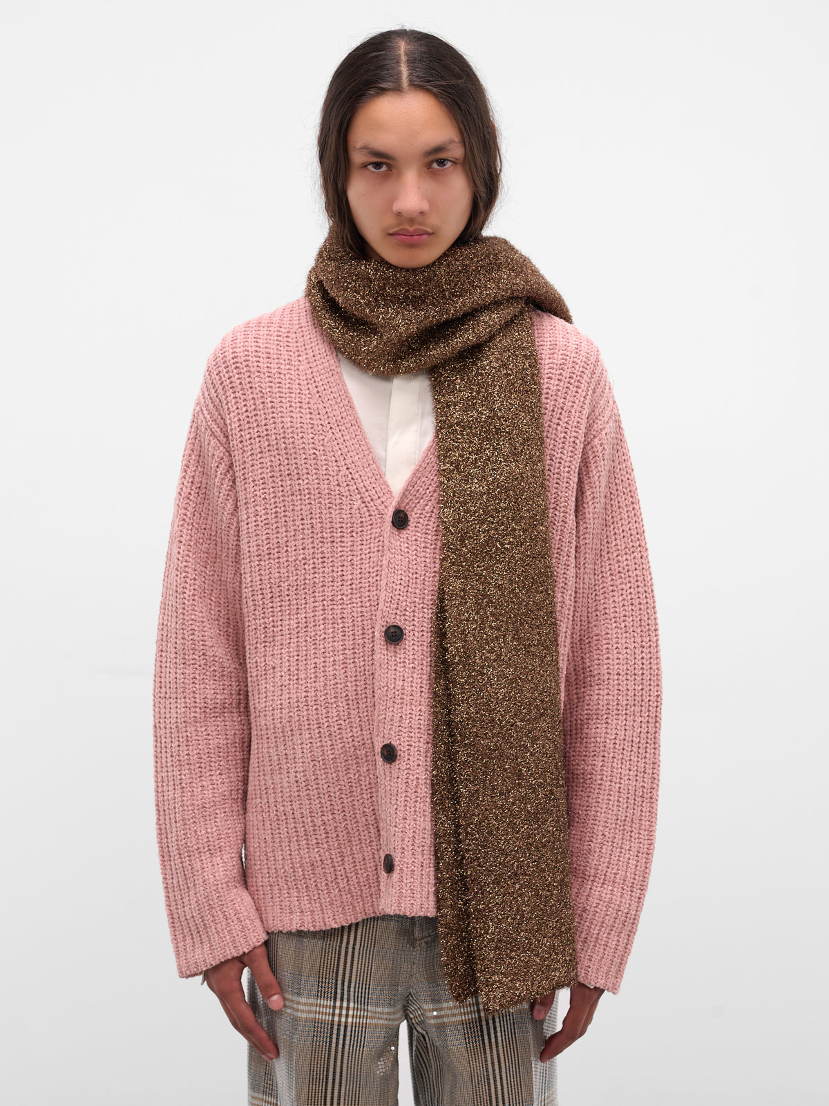 Bronze Lurex Knit Scarf (SCARF-M25W850-BRONZE)