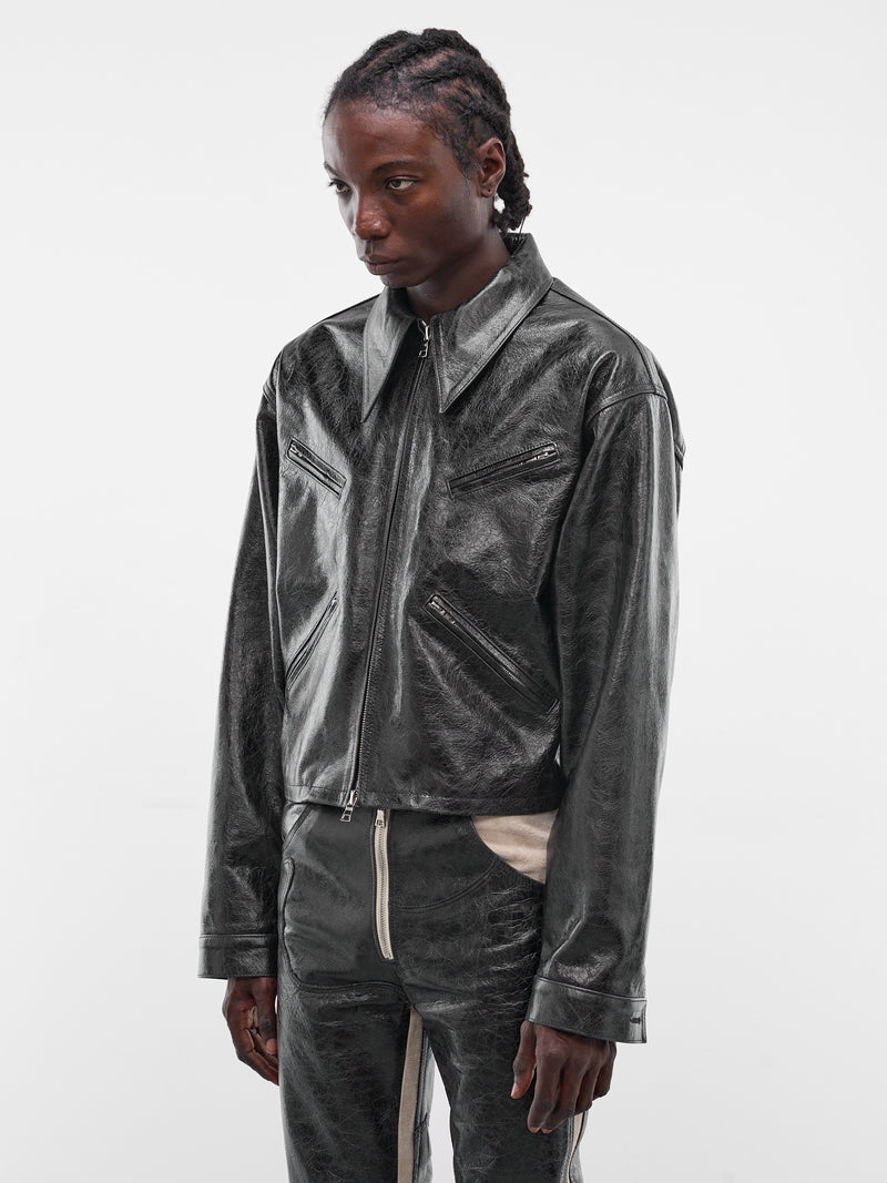 Black Leather X Zip Jacket (SEK-JKT01-BLACK-SS26)