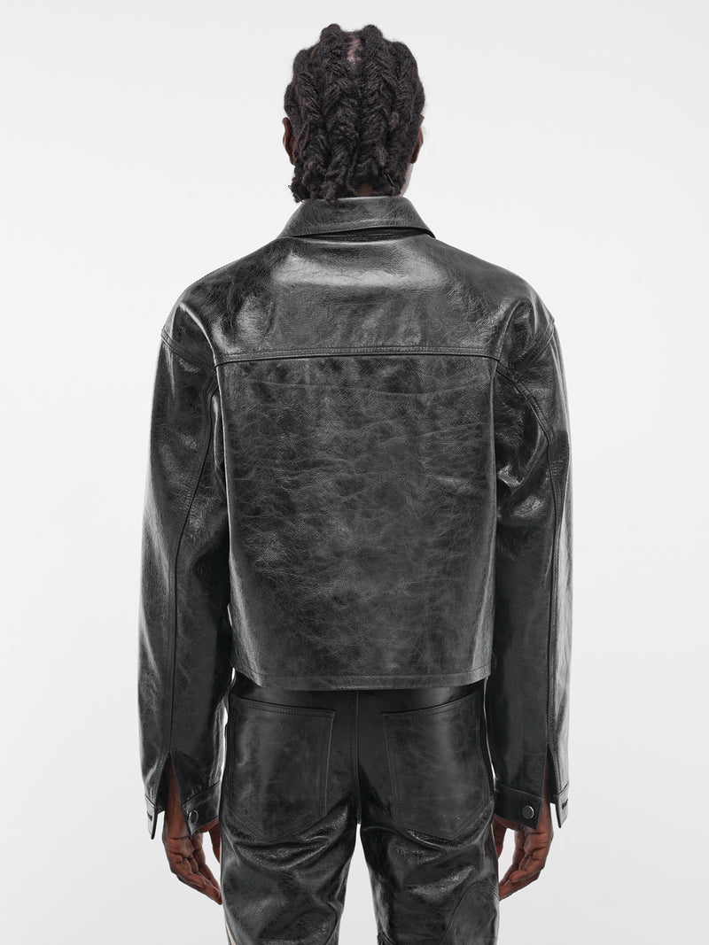 Black Leather X Zip Jacket (SEK-JKT01-BLACK-SS26)