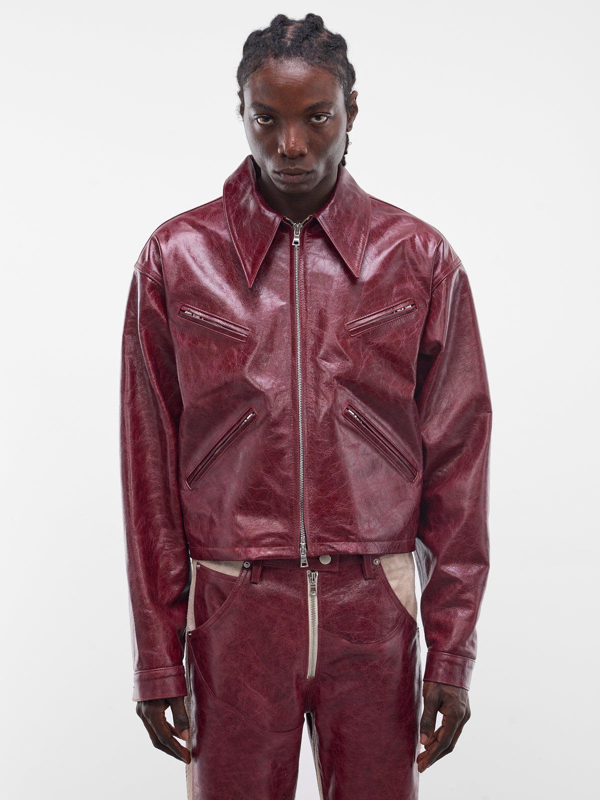 Burgundy Leather X Zip Jacket (SEK-JKT01-BURGUNDY-SS26)