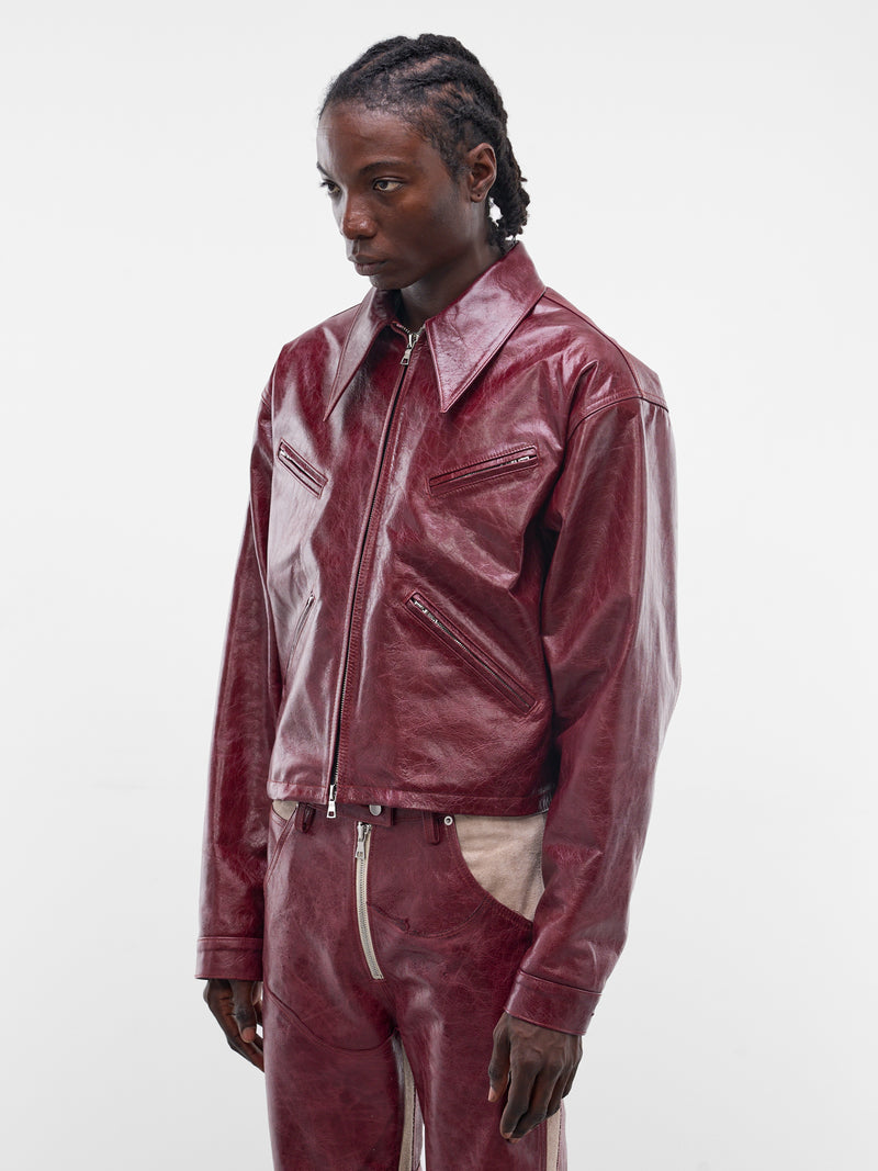 Burgundy Leather X Zip Jacket (SEK-JKT01-BURGUNDY-SS26)