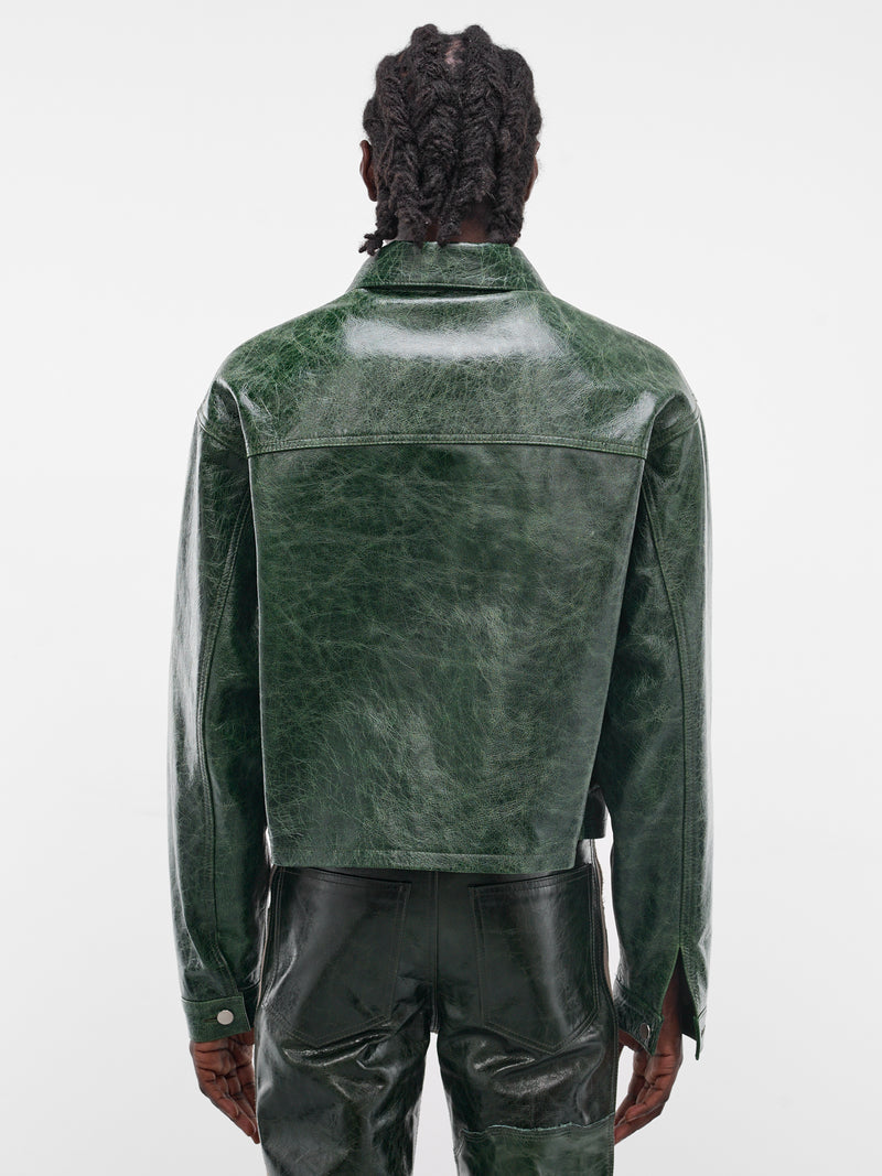 Green Leather X Zip Jacket (SEK-JKT01-GREEN-SS26)
