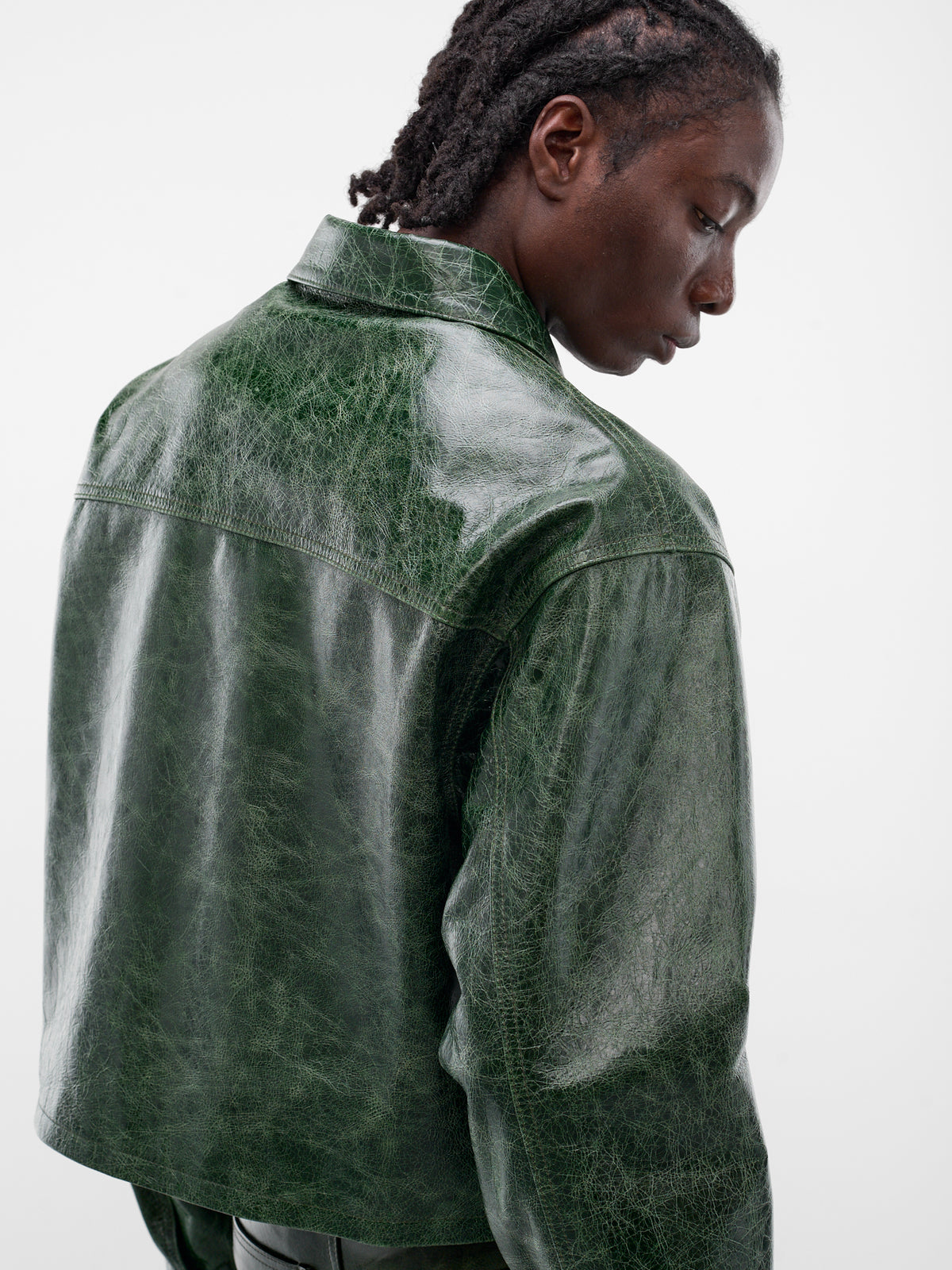 Green Leather X Zip Jacket (SEK-JKT01-GREEN-SS26)