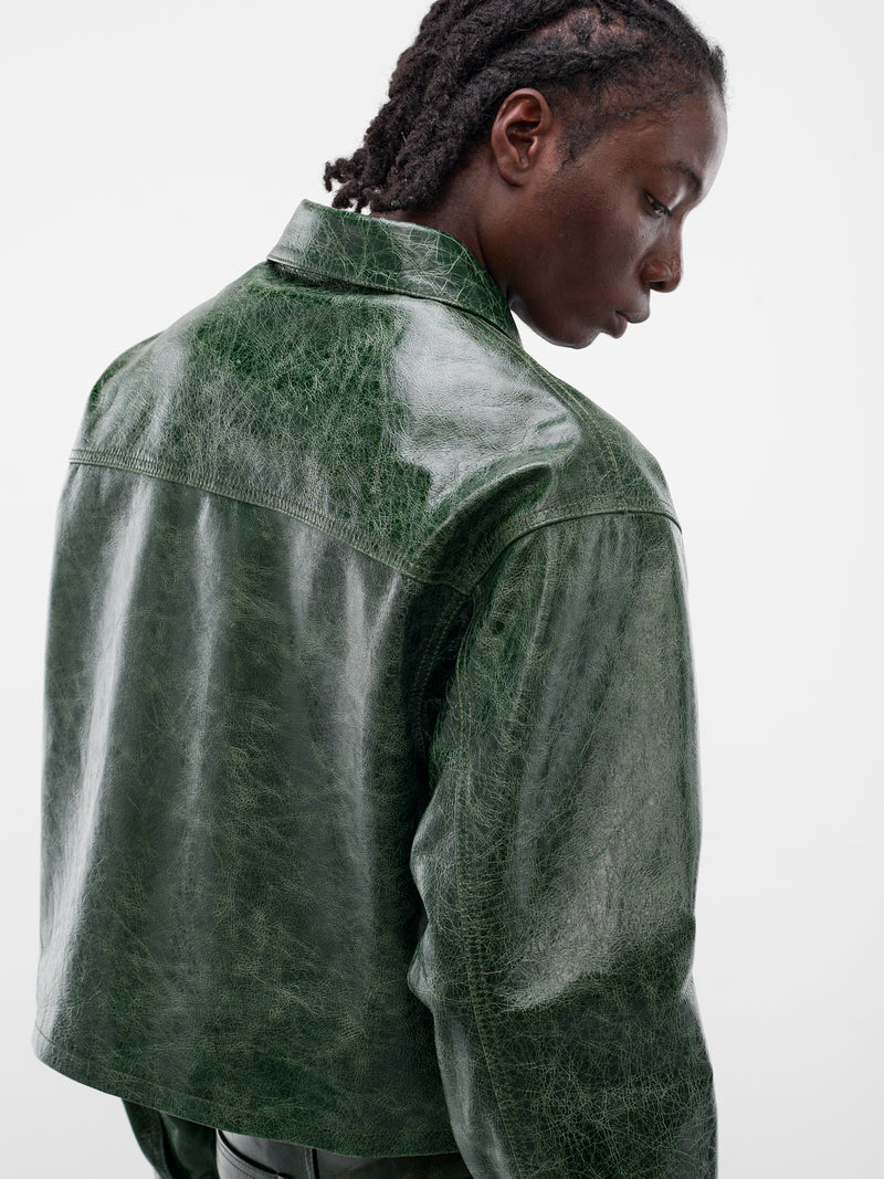 Green Leather X Zip Jacket (SEK-JKT01-GREEN-SS26)