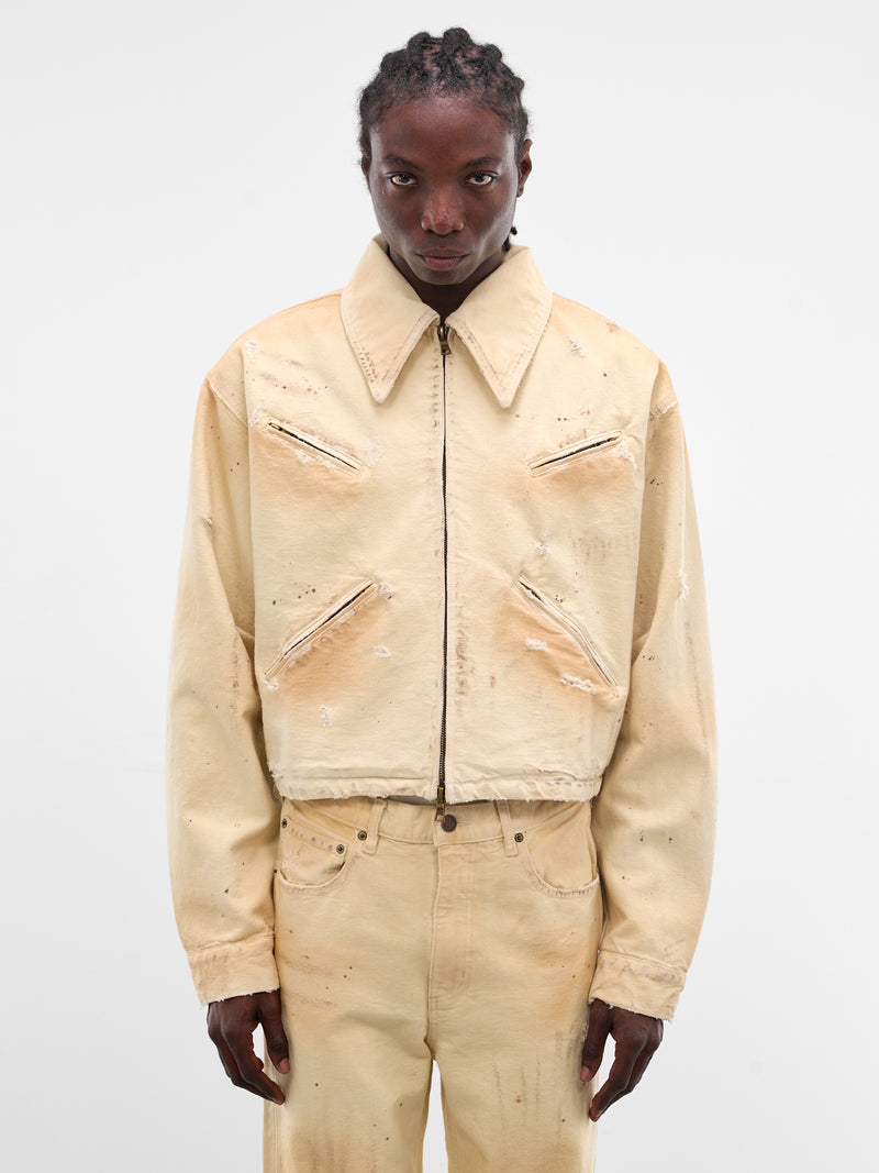 White Distressed X Denim Jacket (SEK-JKT04-WHITE-SS26)