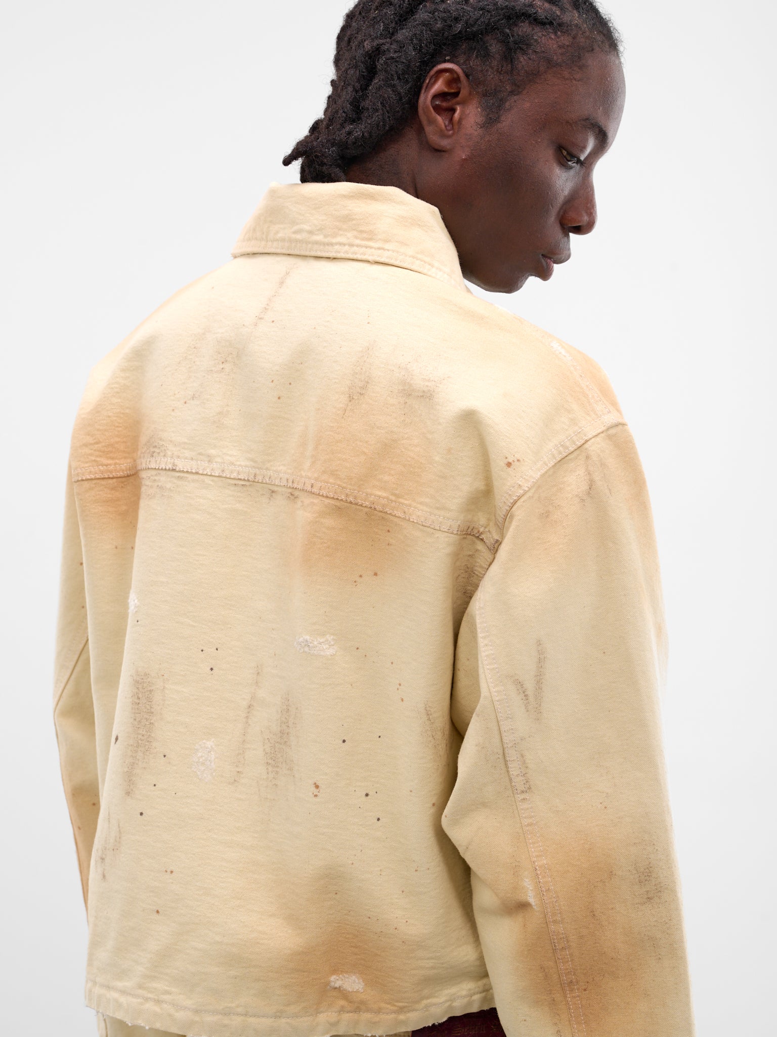 White Distressed X Denim Jacket (SEK-JKT04-WHITE-SS26)