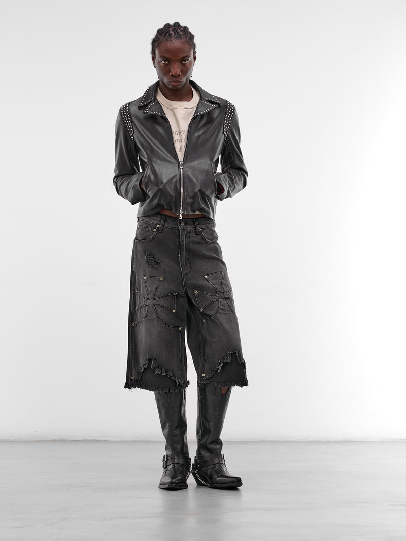 Black Distressed Chopper Carpenter Shorts (SEK-PNT05-VINTAGE-BLACK-SS26)