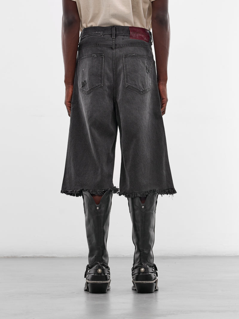 Black Distressed Chopper Carpenter Shorts (SEK-PNT05-VINTAGE-BLACK-SS26)