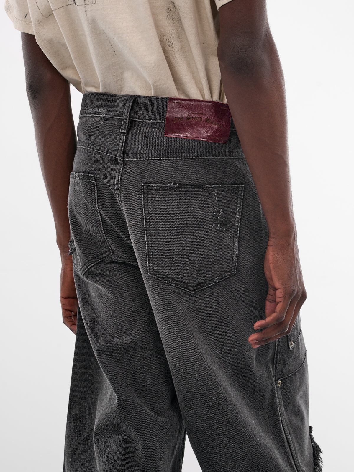 Black Distressed Chopper Carpenter Shorts (SEK-PNT05-VINTAGE-BLACK-SS26)