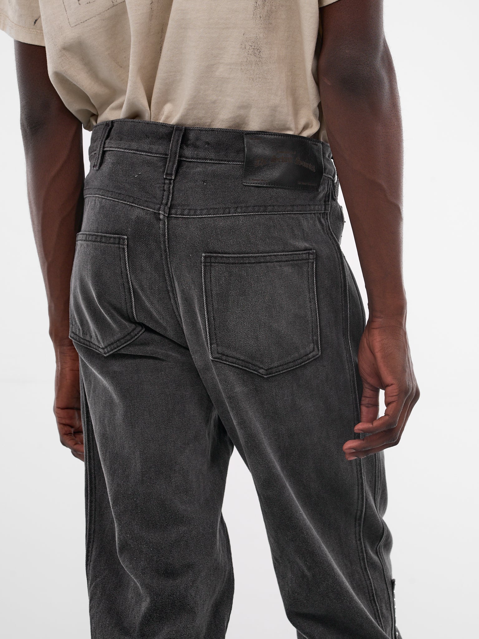Black Studded Chopper Carpenter Pants (SEK-PNT04-VINTAGE-BLACK-SS26)
