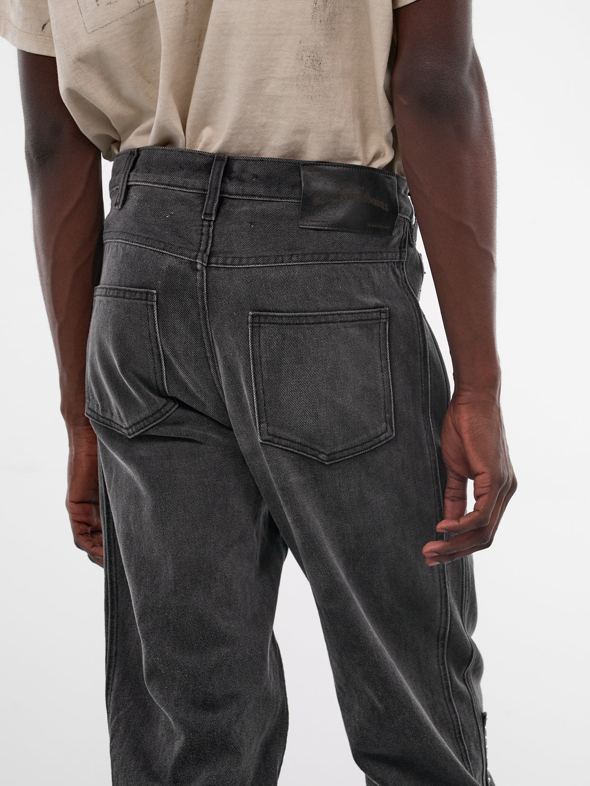 Black Studded Chopper Carpenter Pants (SEK-PNT04-VINTAGE-BLACK-SS26)