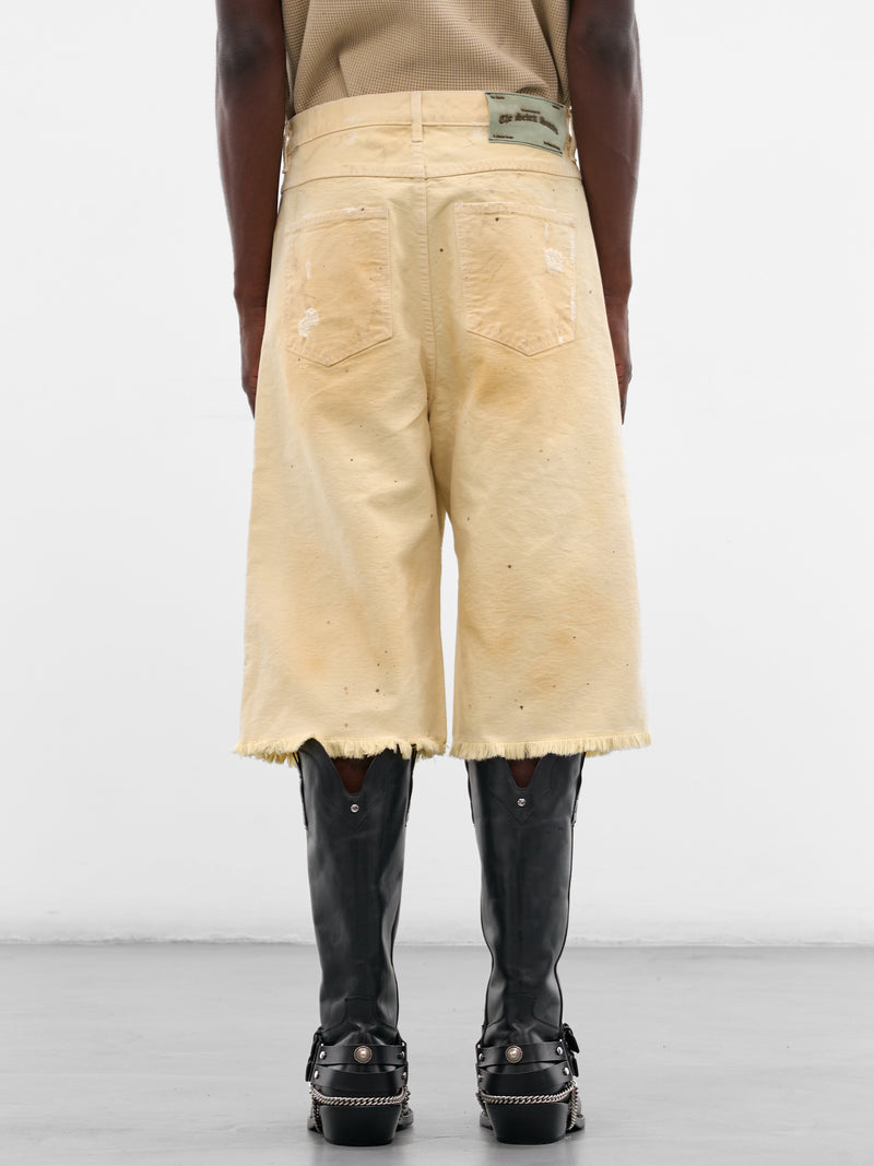 White Distressed Chopper Carpenter Shorts (SEK-PNT05-DIRTY-WHITE-SS26)