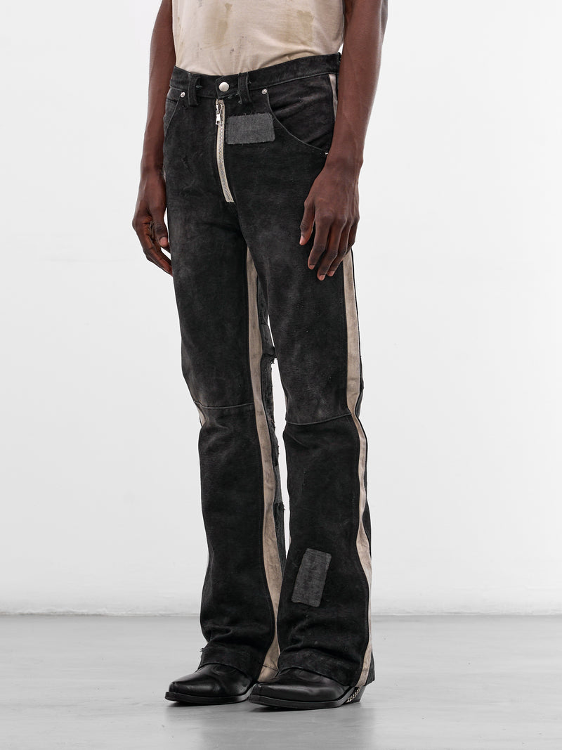 Mailbag Patchwork Western Flare Pants (SEK-PNT10-BLACK-MAILBAG-SS26)
