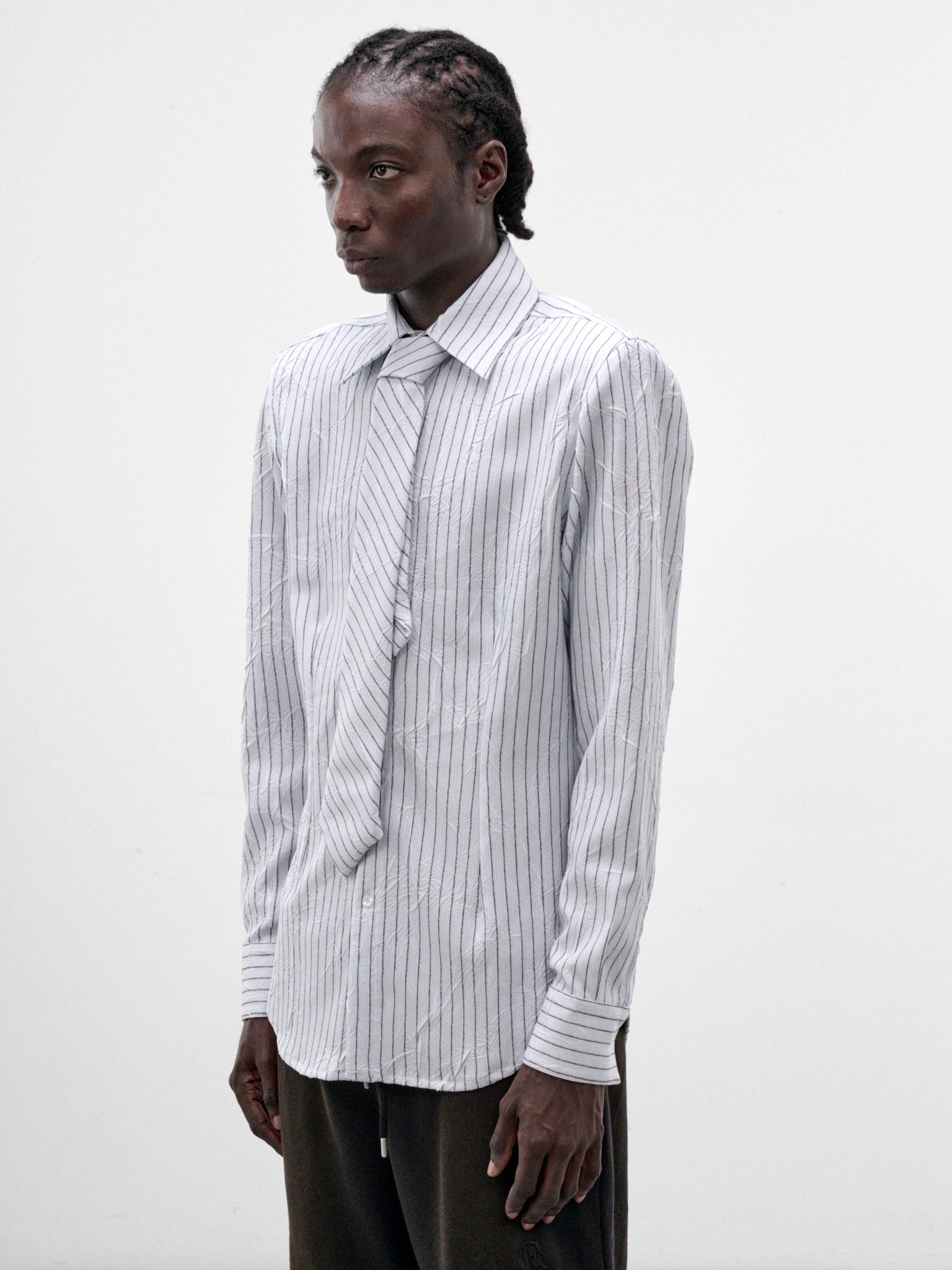 Blue Pleated Poplin Necktie Shirt (SH-002-B-BLUE)