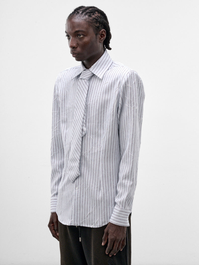 Blue Pleated Poplin Necktie Shirt (SH-002-B-BLUE)