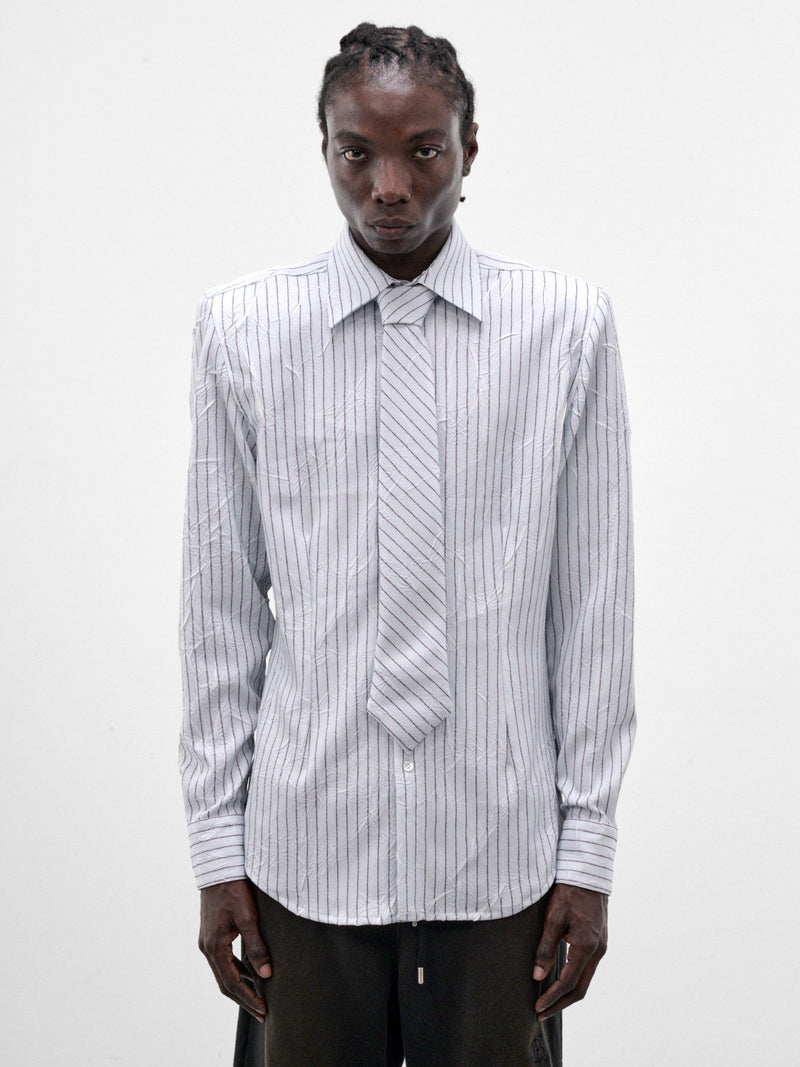 Blue Pleated Poplin Necktie Shirt (SH-002-B-BLUE)