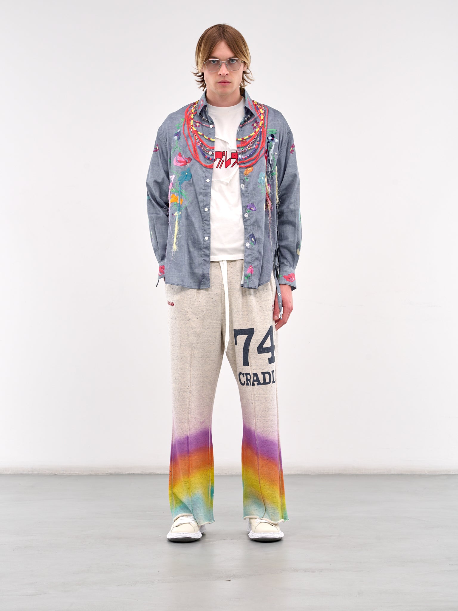 Trompe L'oeil Embroidered Graphic Shirt (SH-SV-NGS-1009-BLUE)