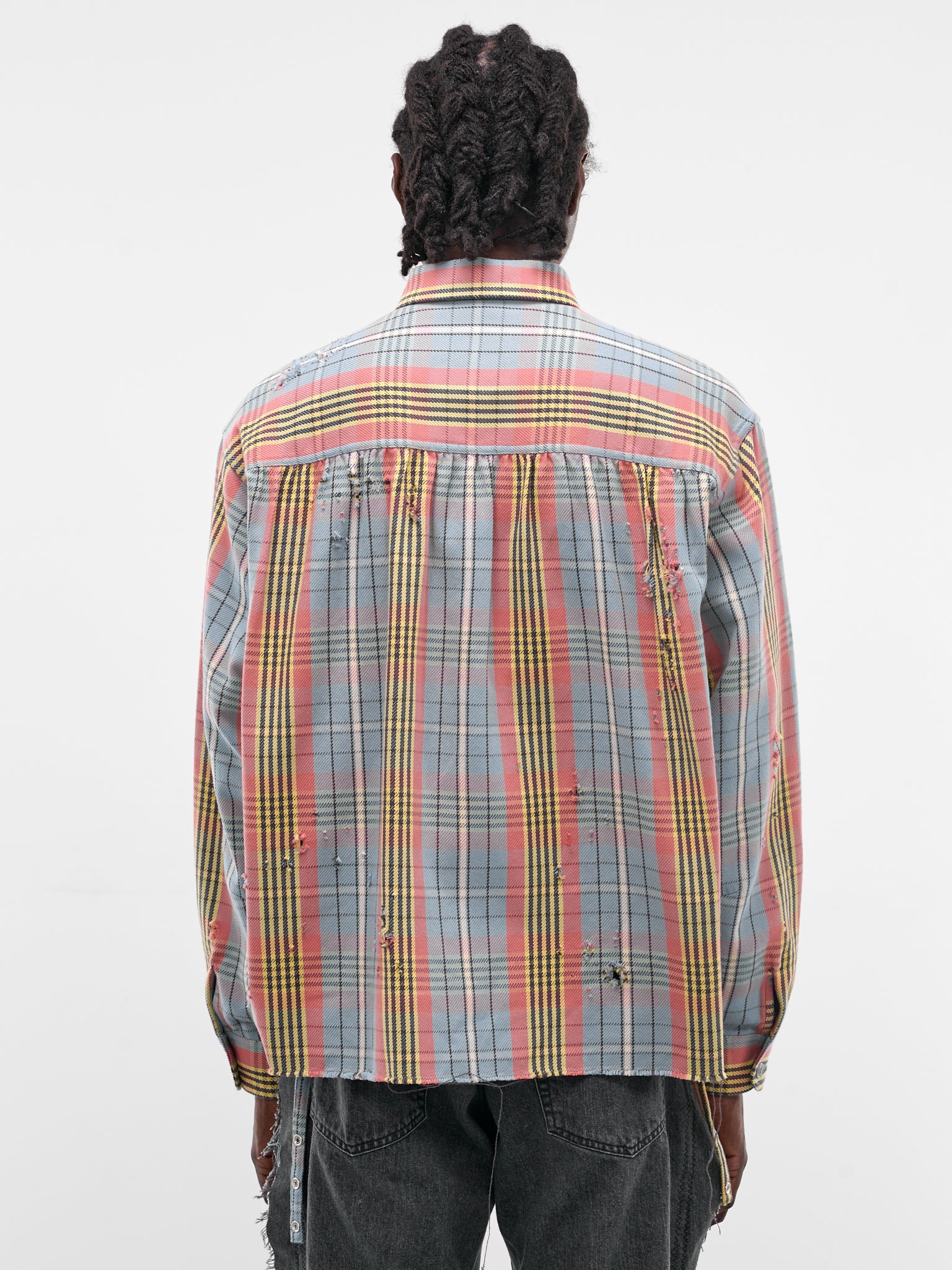 Blue Distressed Vintage Check Shirt (SH-SV-NRS-1003-SAX-LIGHT-BLUE)