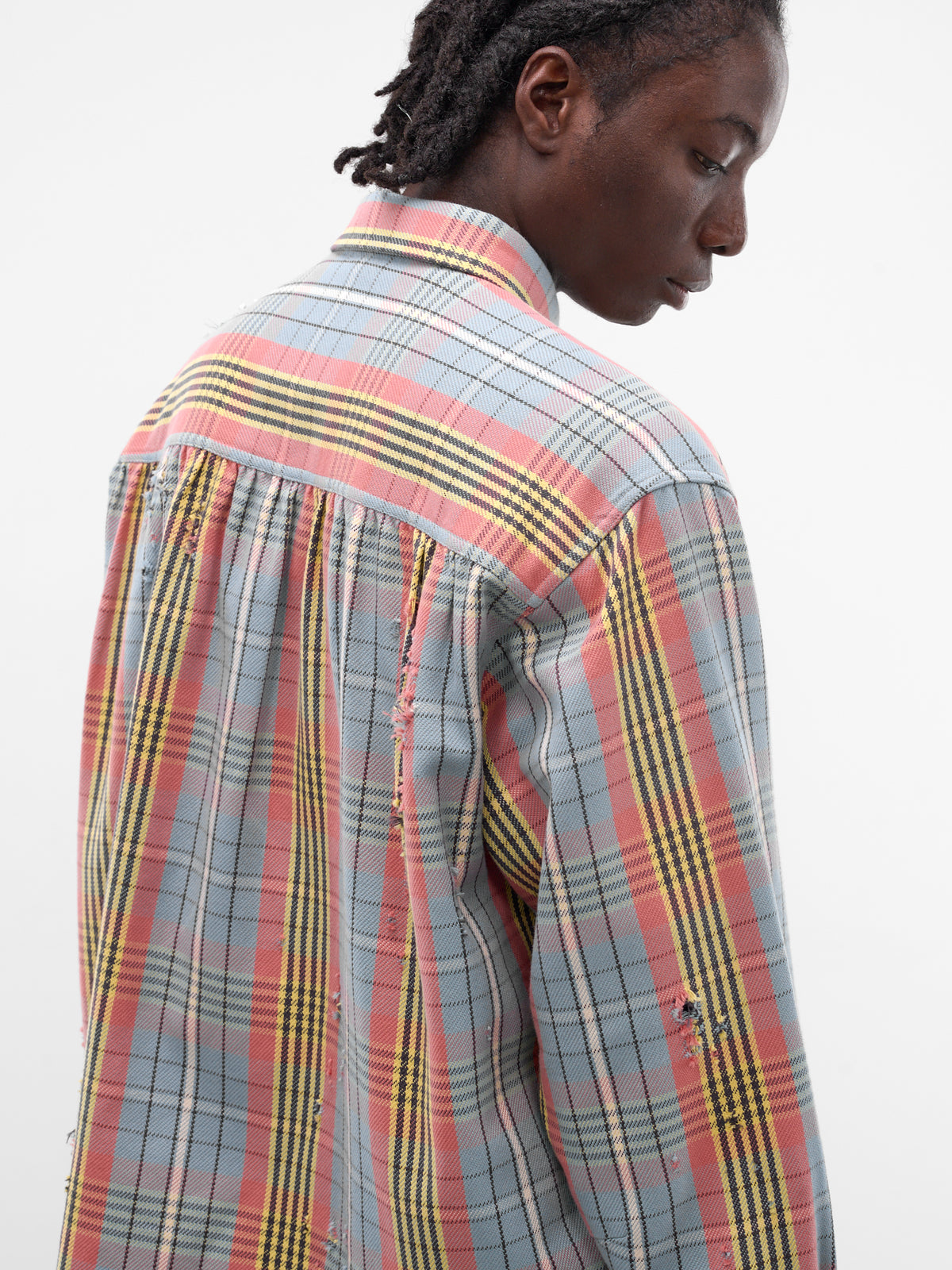 Blue Distressed Vintage Check Shirt (SH-SV-NRS-1003-SAX-LIGHT-BLUE)