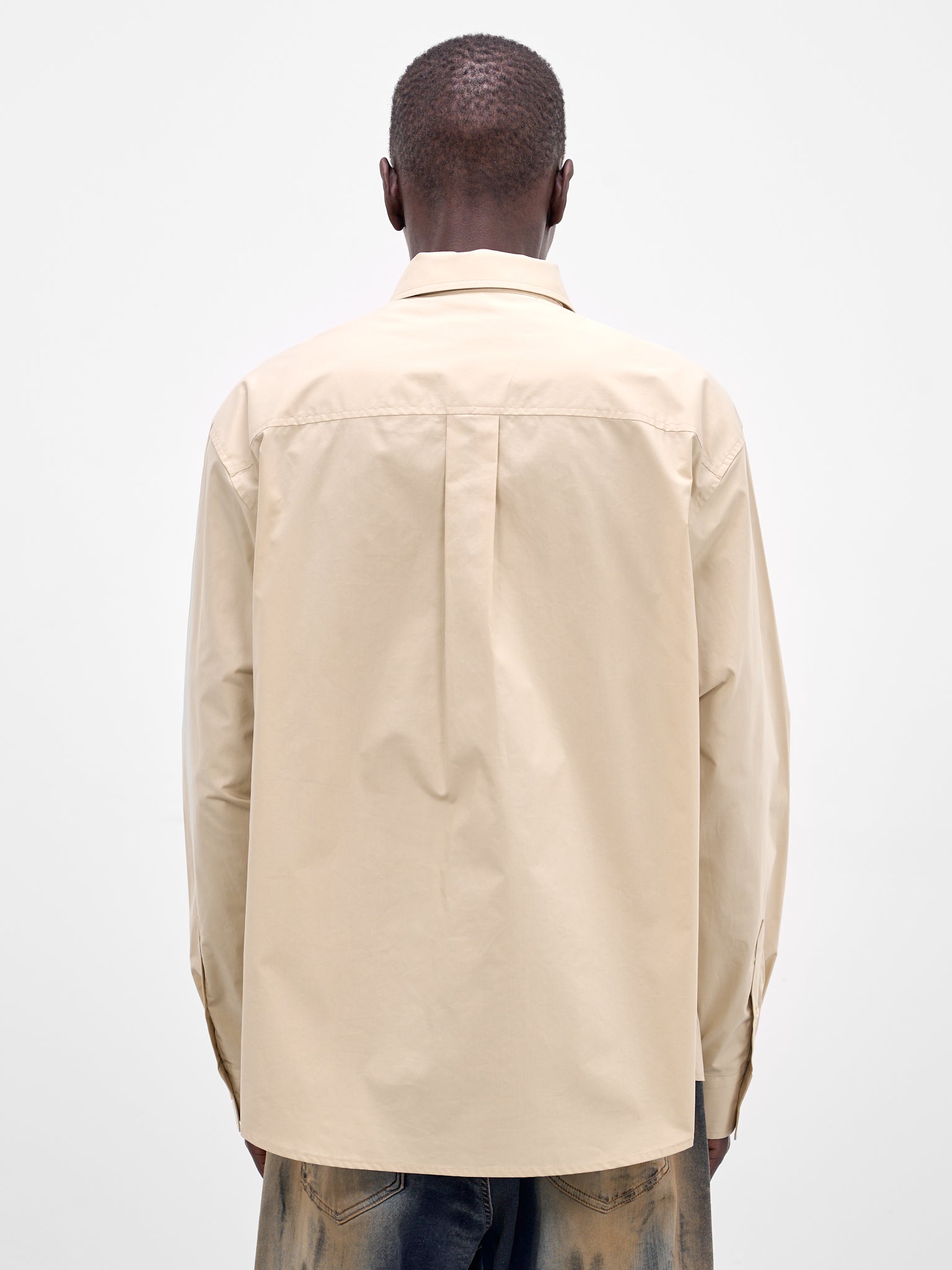 Beige Necktie Button-Up Shirt (SH0-26-140-U-LB-LIGHT-BEIGE)