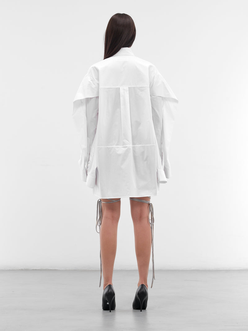 White Sentinel Draped Sleeve Shirt (SH01-W13-111-WHITE)