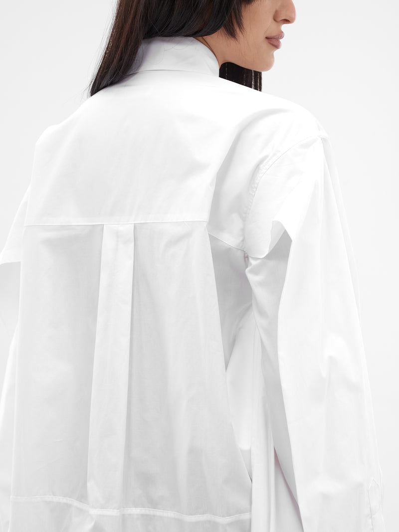 White Sentinel Draped Sleeve Shirt (SH01-W13-111-WHITE)