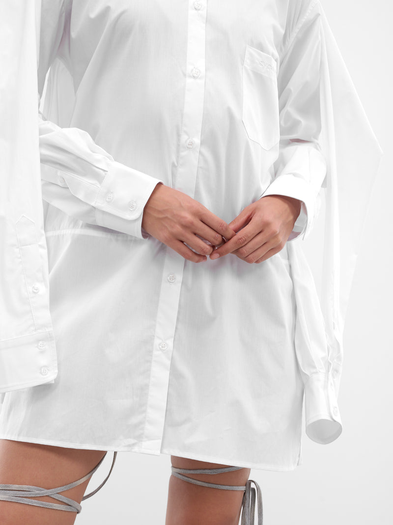 White Sentinel Draped Sleeve Shirt (SH01-W13-111-WHITE)