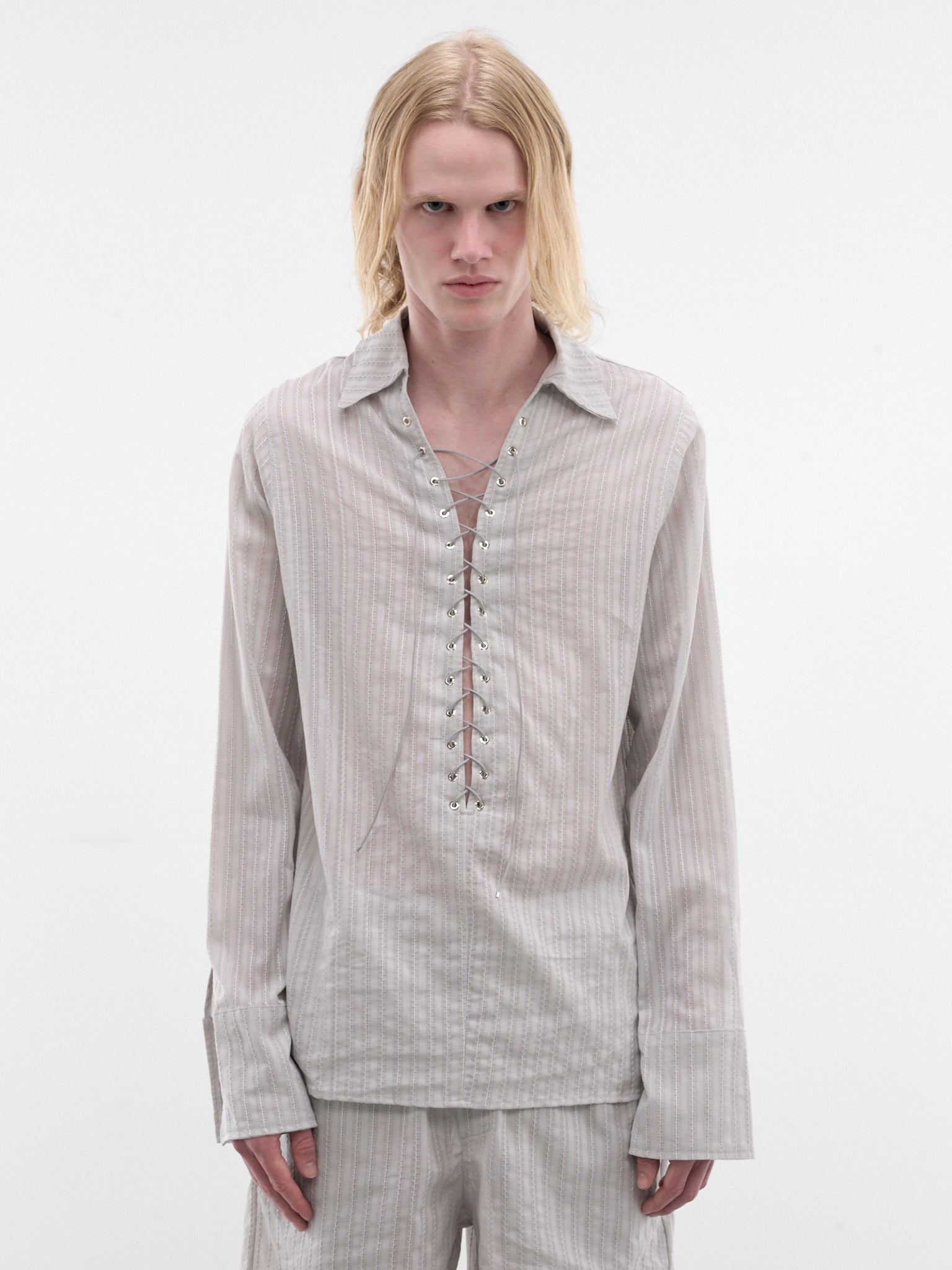 Gray Eyelet Alan Shirt (SH010-M-CO0023-GREY)