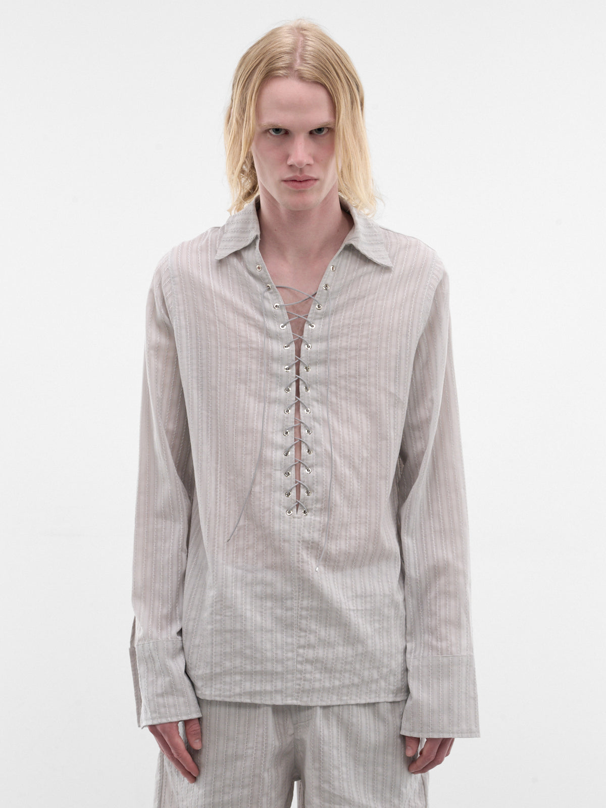 Gray Eyelet Alan Shirt (SH010-M-CO0023-GREY)