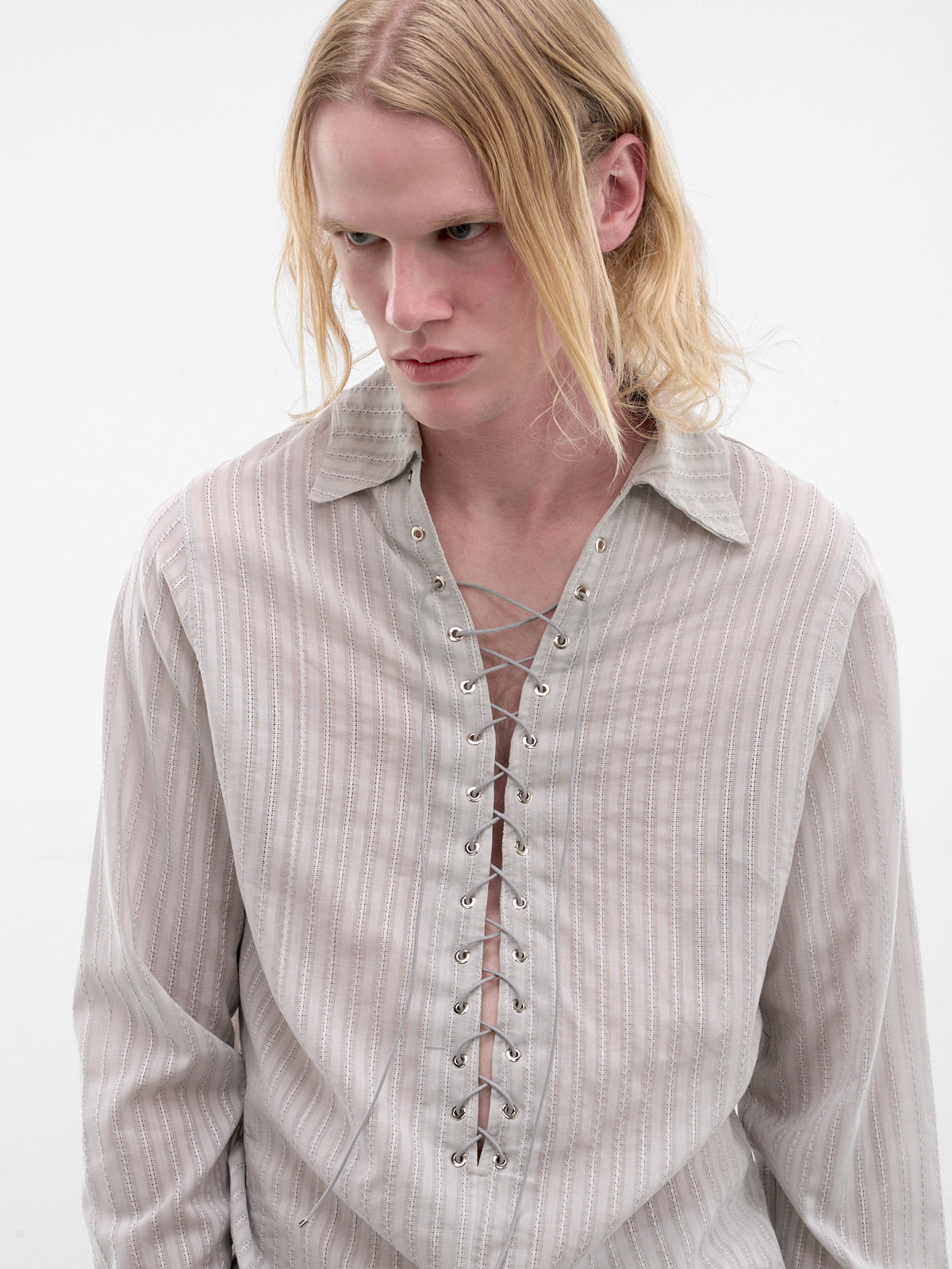 Gray Eyelet Alan Shirt (SH010-M-CO0023-GREY)