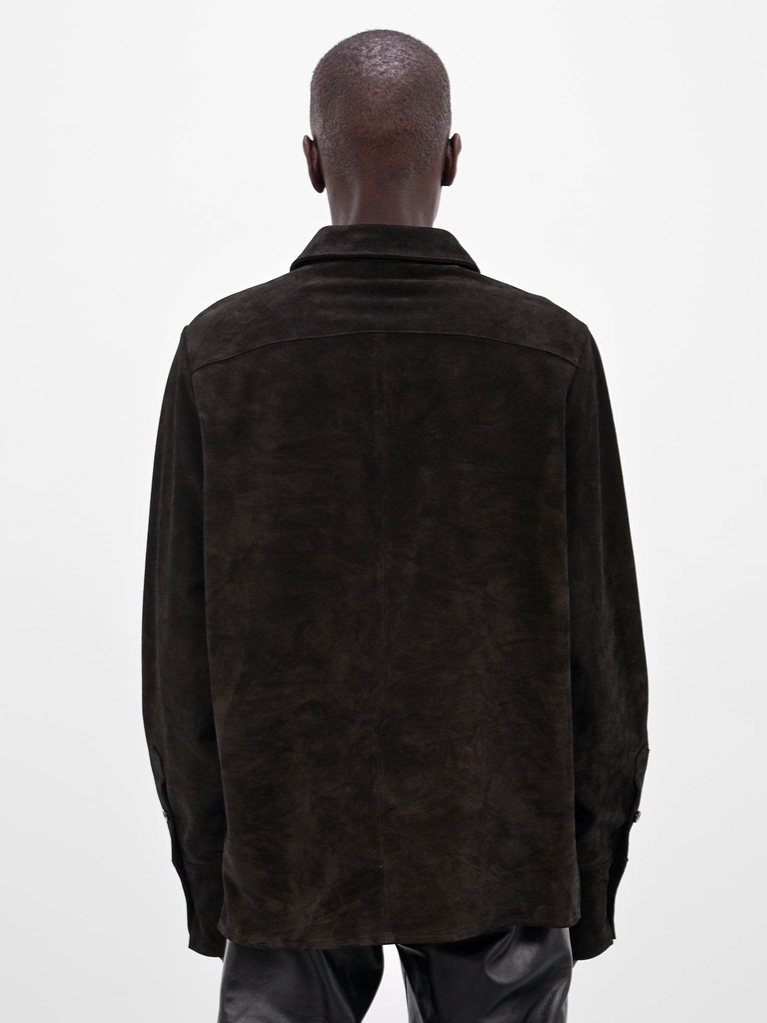 Black Suede Lace-Up Shirt (SH010-U-SPLIT-BLACK)