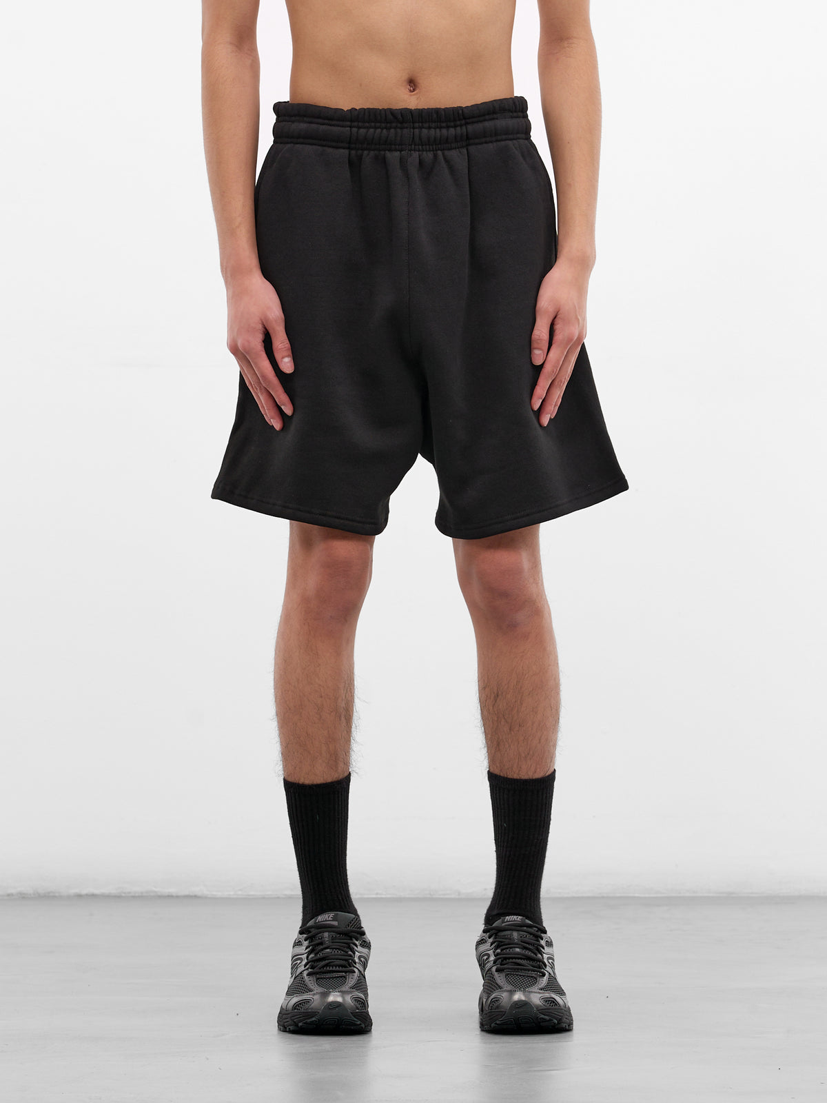 Black Cotton Baggy Sweat Shorts (SH01012-BLACK)